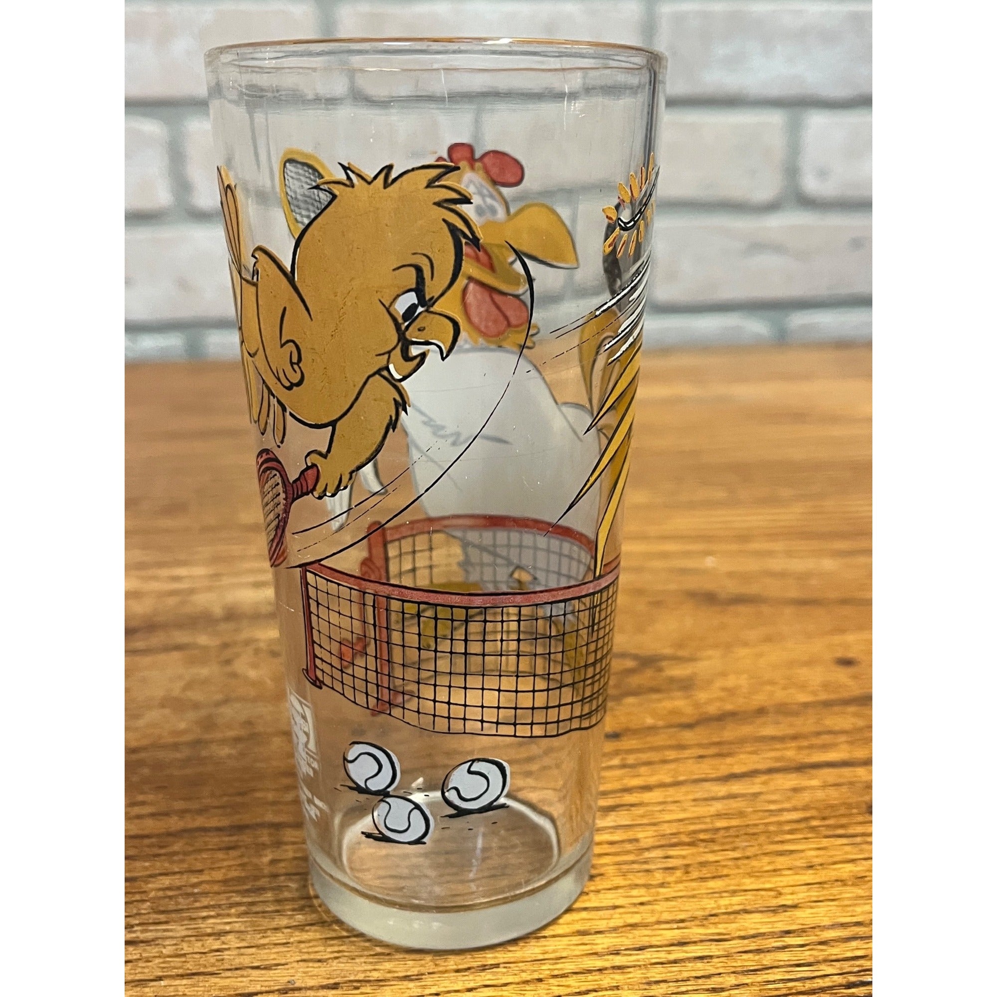 Vintage Warner Bros. Inc. Pepsi Collector Series Looney Tunes Foghorn Leghorn and Chicken Hawk Tennis Drinking Glass 1976