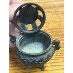 Vintage Foo Dog Asian Miniature Censer Incense Burner Cast Spelter Pot Metal