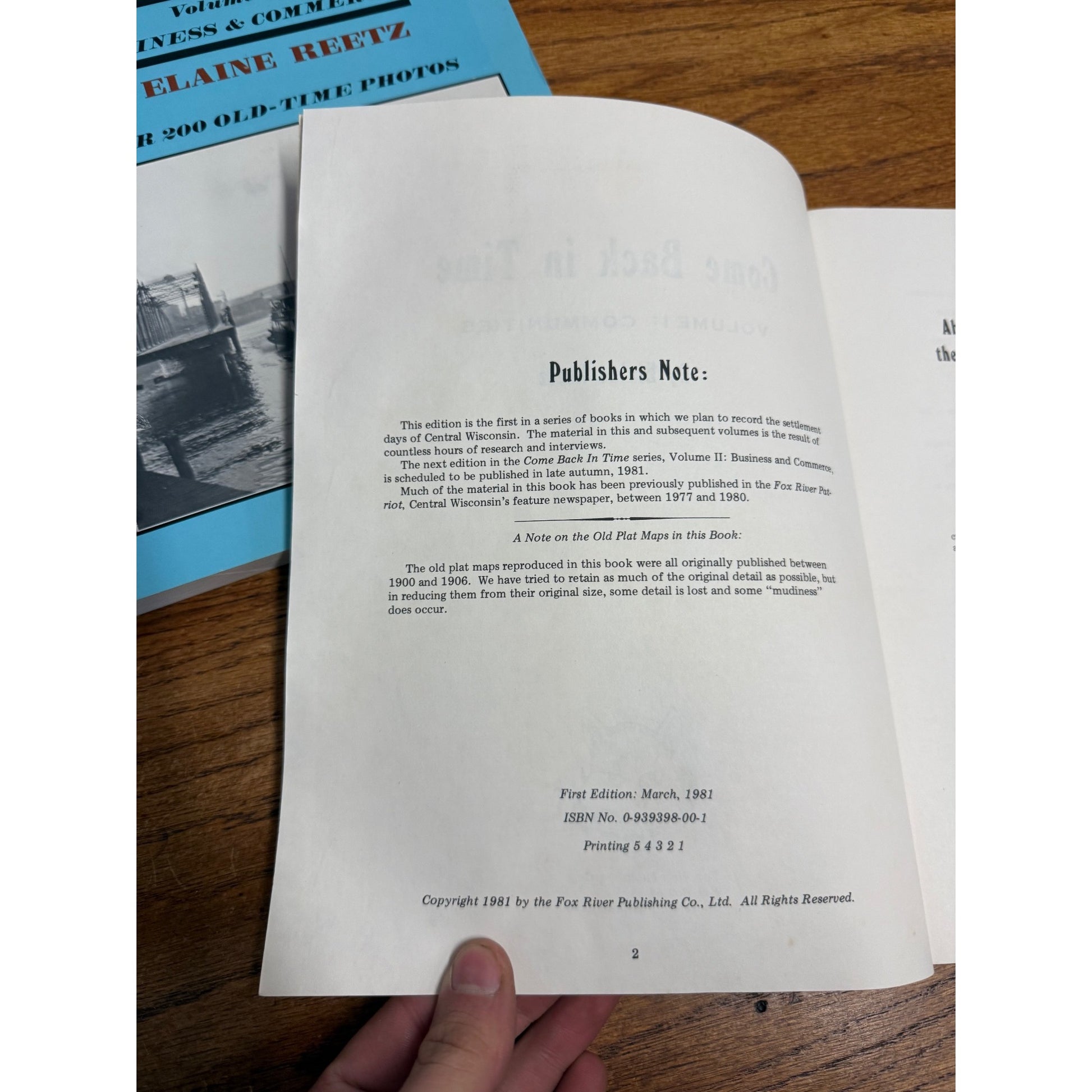 Come Back In Time Vol. 1 & 2 Elaine Reetz Books Central Wisconsin History