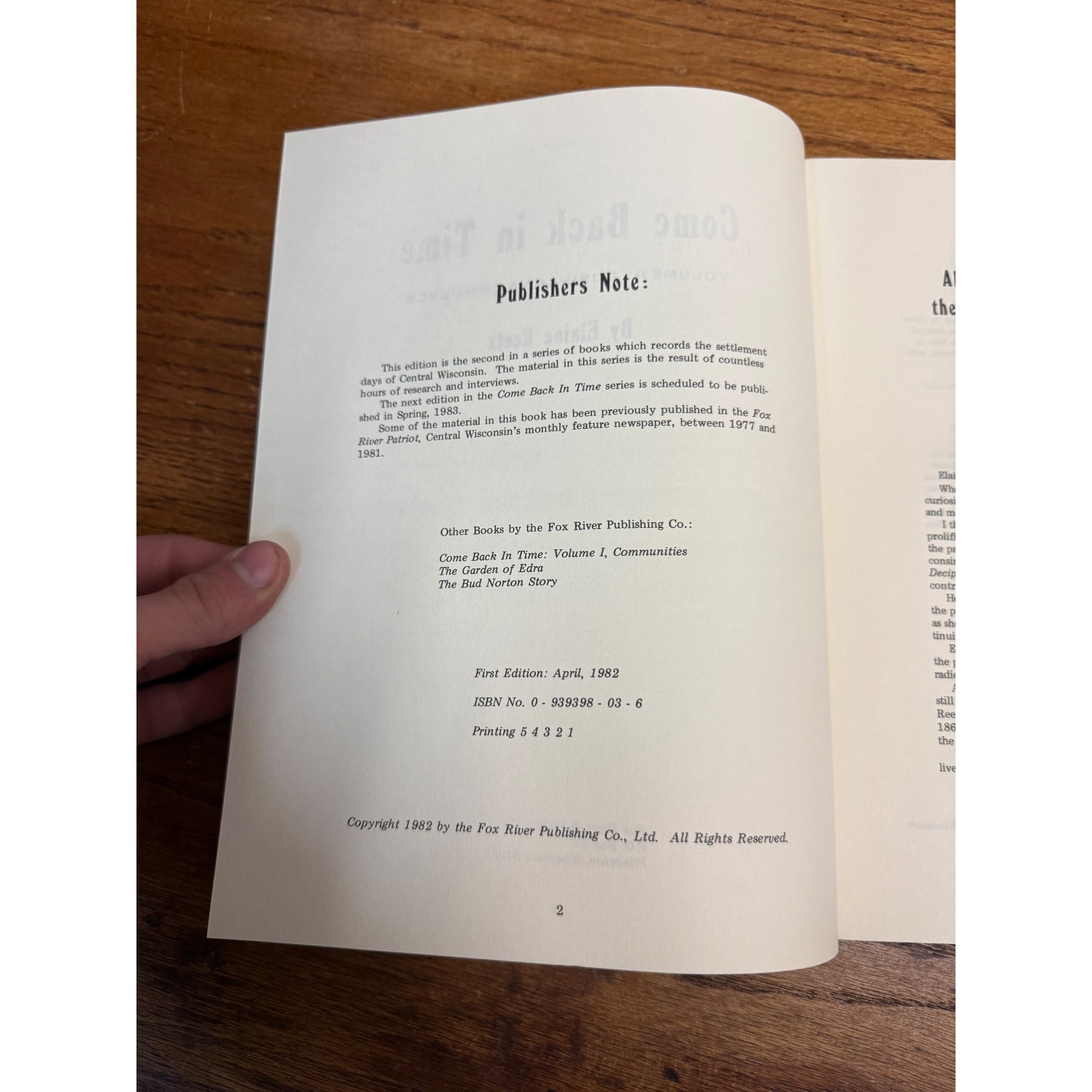 Come Back In Time Vol. 1 & 2 Elaine Reetz Books Central Wisconsin History