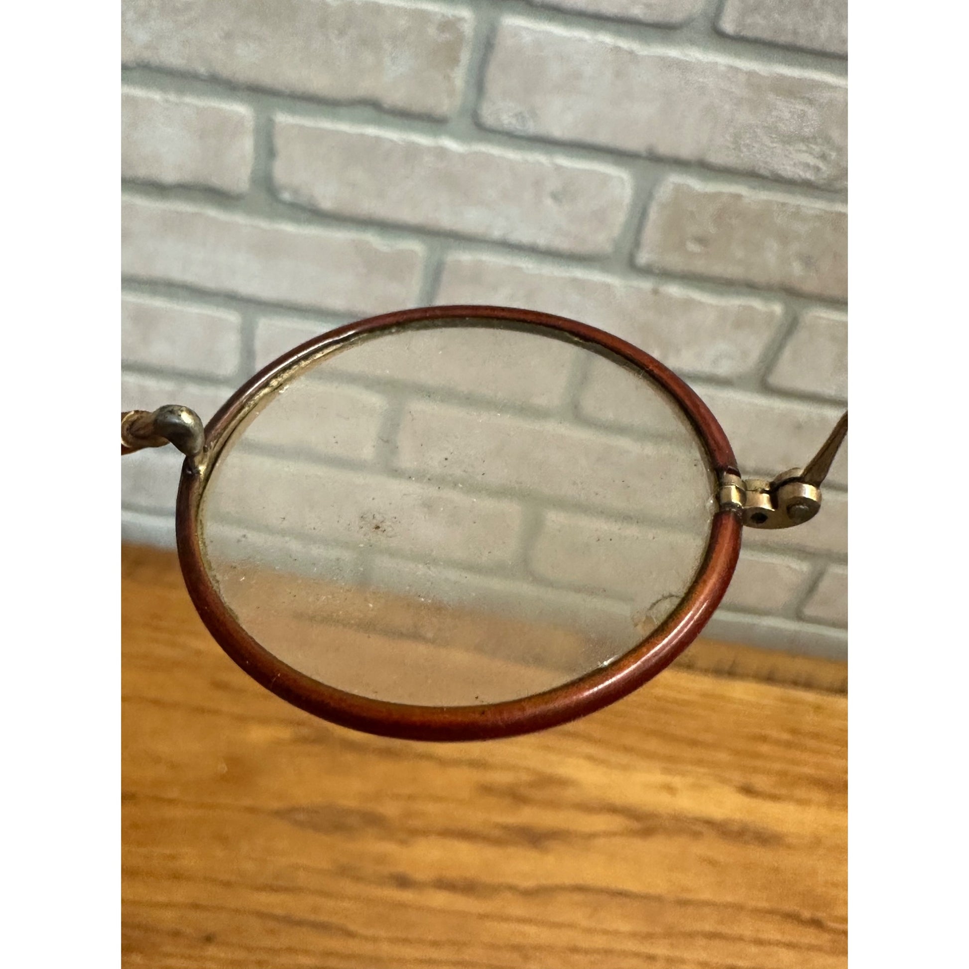Antique APEX Gold Filled Eyeglasses Frames Oval Lenses Brown Coated