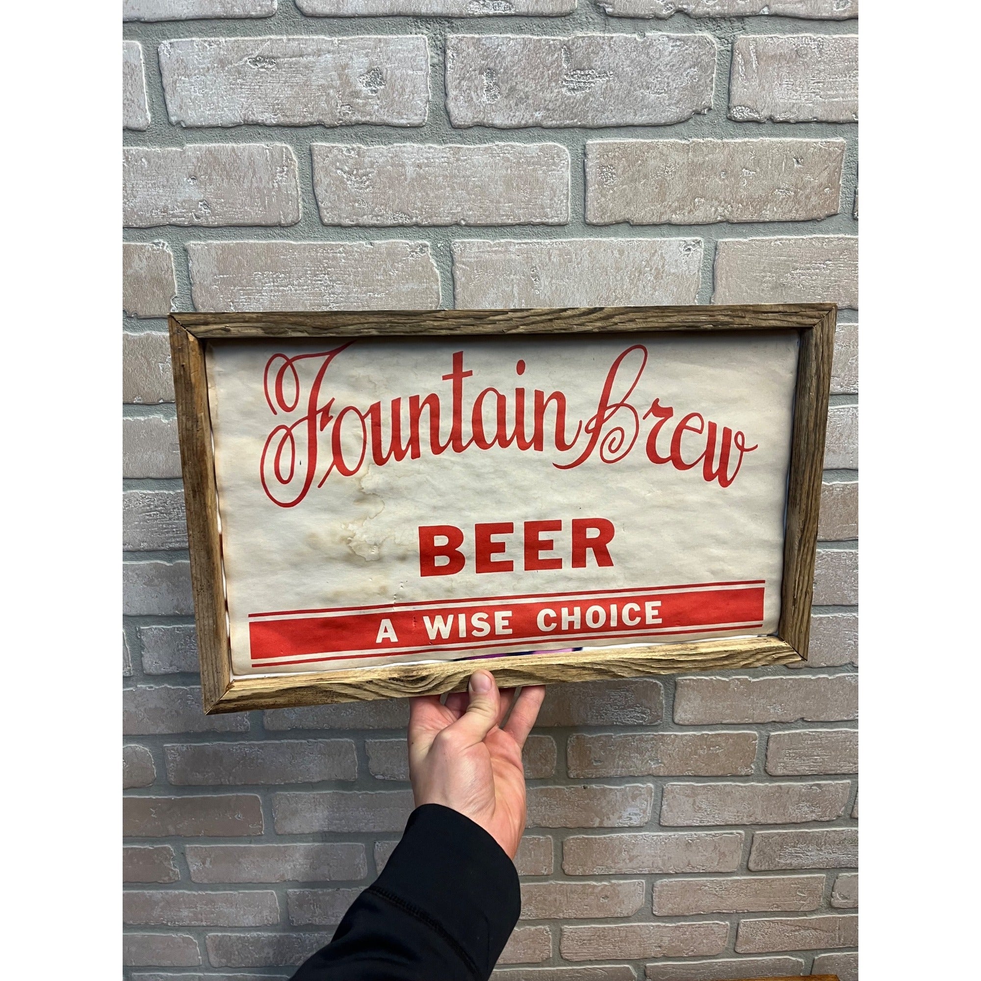 Vintage 1940s Fountain City Wisconsin Brew Beer Paper Advertising Sign Banner