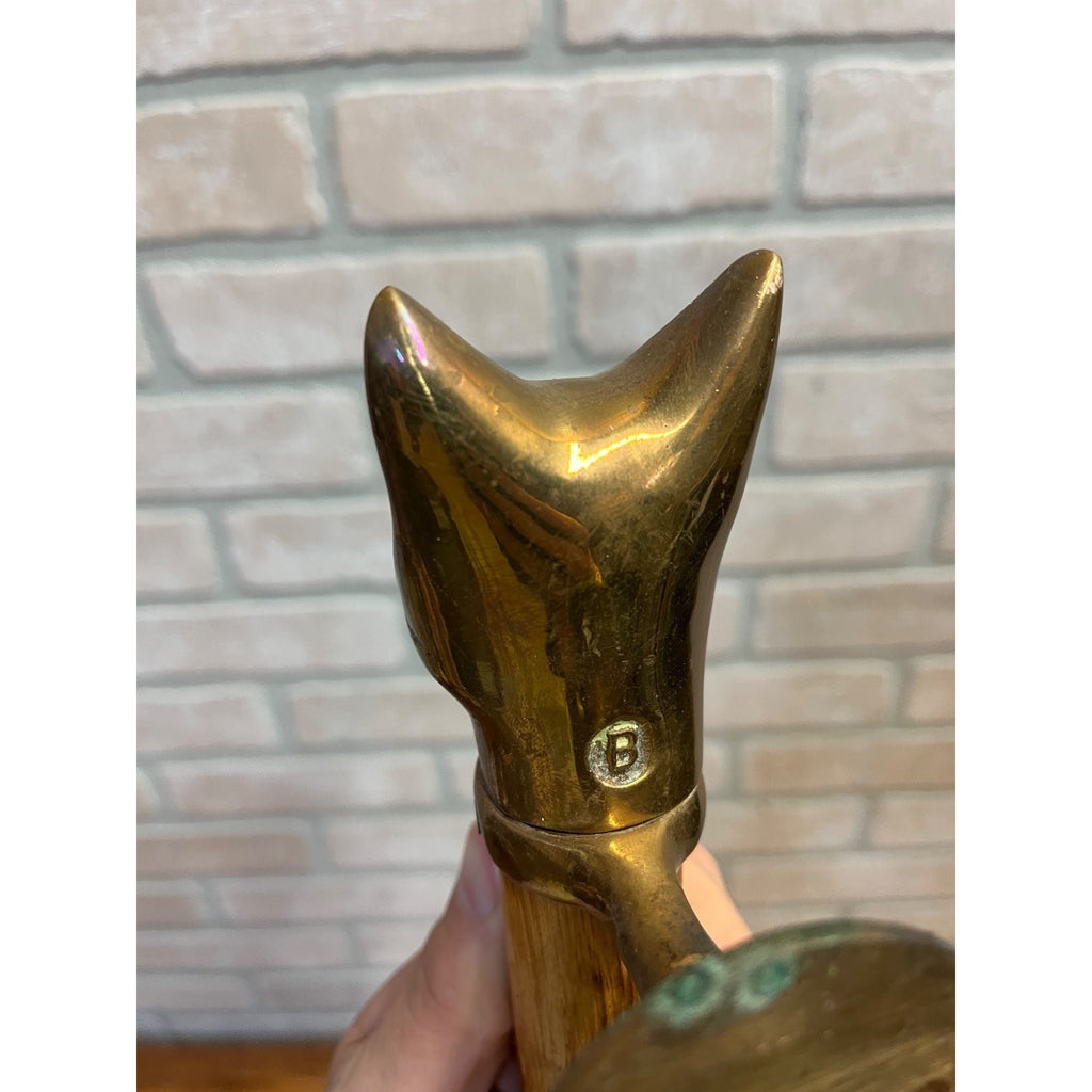 Vintage Antique Fox Head Figural Door Pull Wood Handle Fraternal? Lodge Cabin