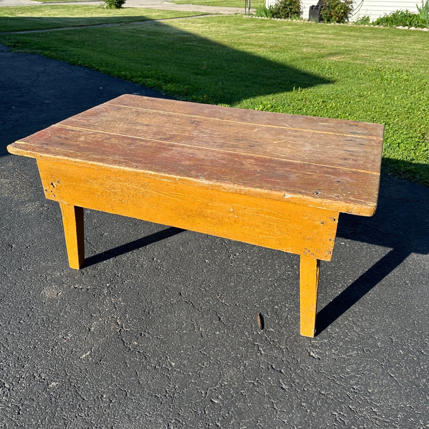 Antique Primitive Wooden Short Table Coffee Table Pine