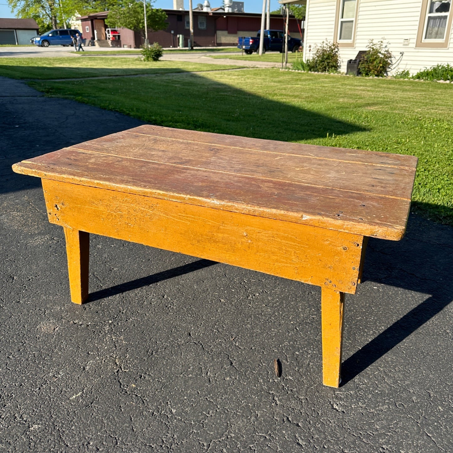 Antique Primitive Wooden Short Table Coffee Table Pine