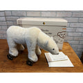 Steiff Polar Bear On Wheels #400544 All Tags, Button, Box 1910 Repro 402/1000
