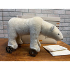 Steiff Polar Bear On Wheels #400544 All Tags, Button, Box 1910 Repro 402/1000