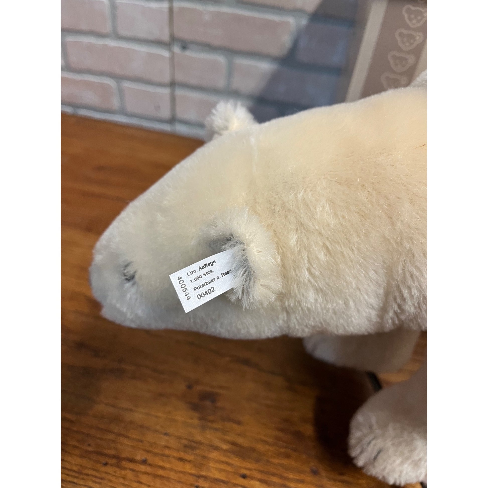 Steiff Polar Bear On Wheels #400544 All Tags, Button, Box 1910 Repro 402/1000