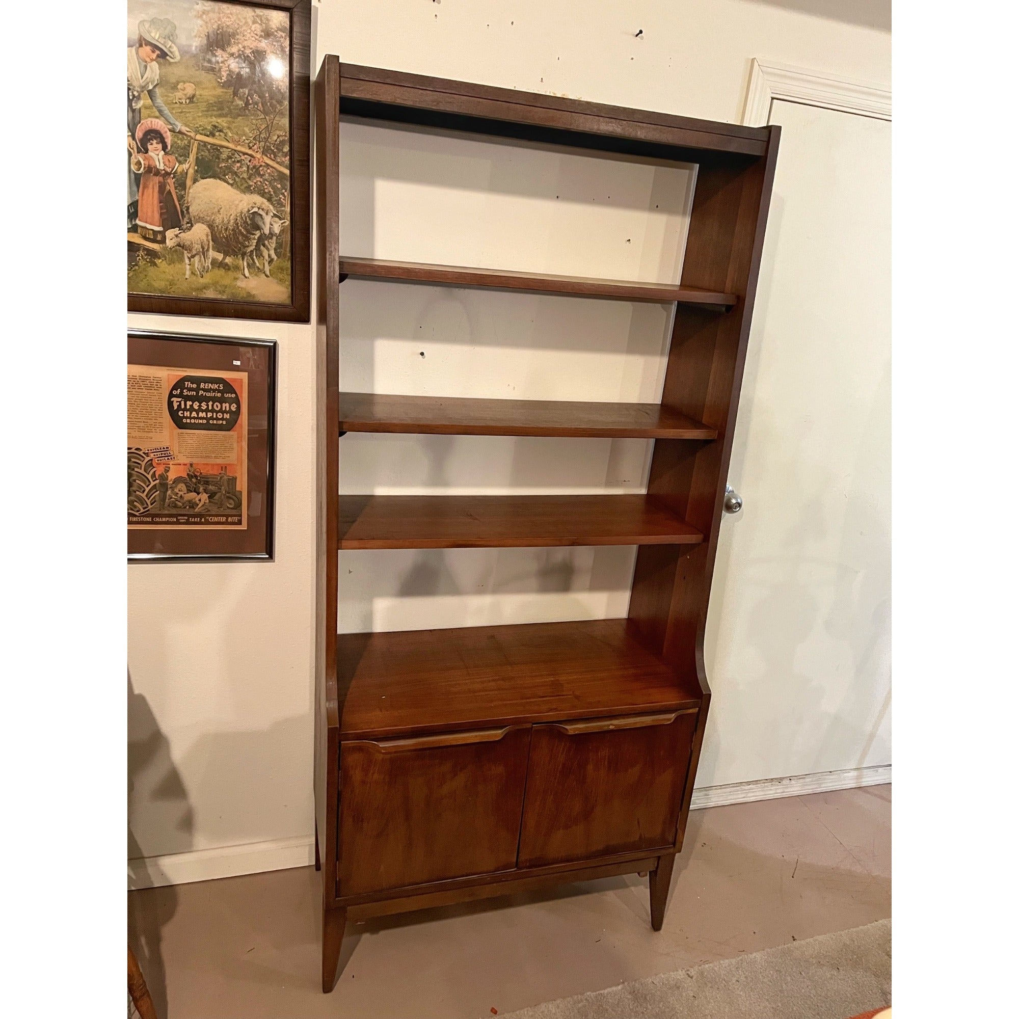 Vintage Mid-Century Modern Book Shelf Media Display MCM Retro Record Cabinet