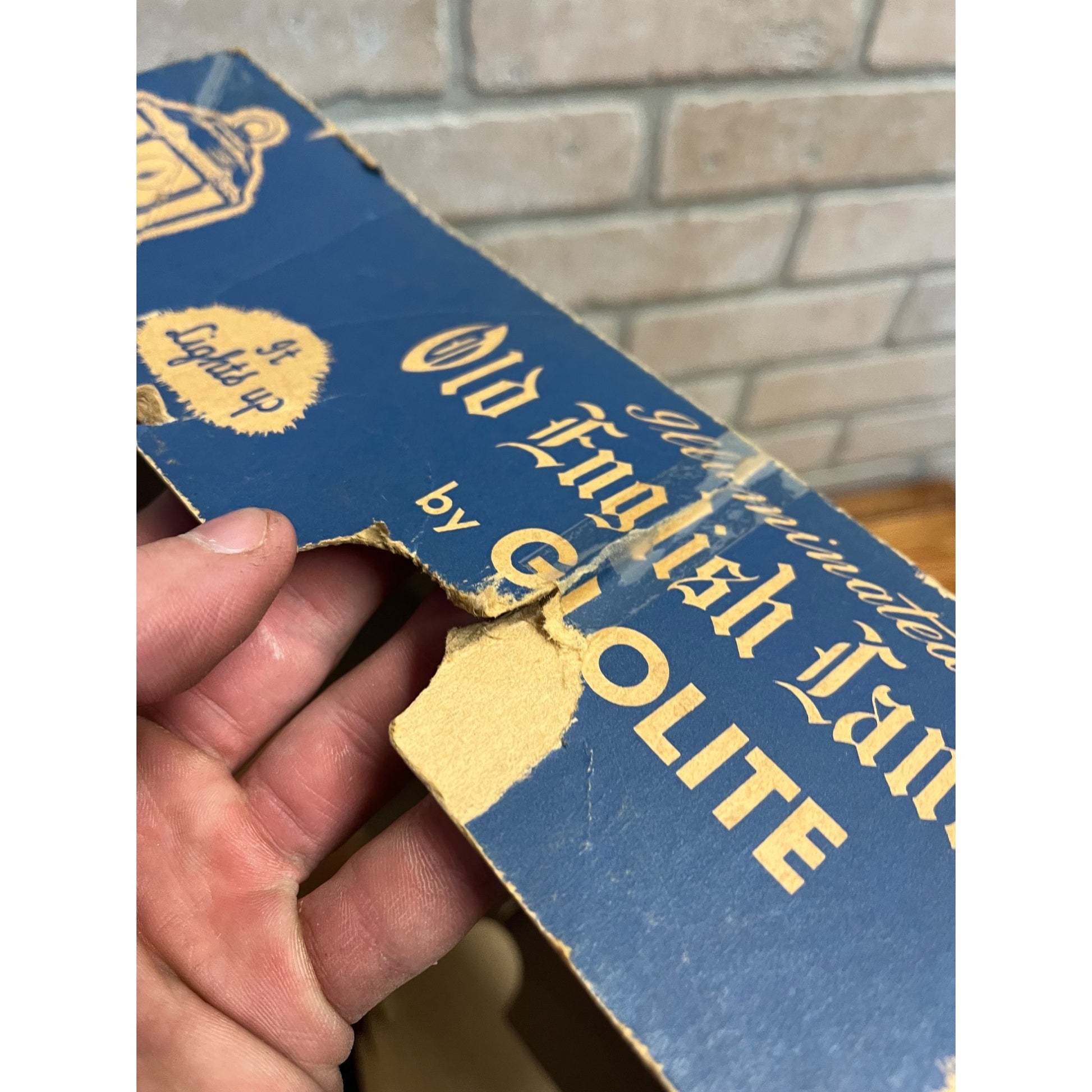 Vintage 1950s GloLite Old English Lantern Christmas Lighted Sign + Box - Works