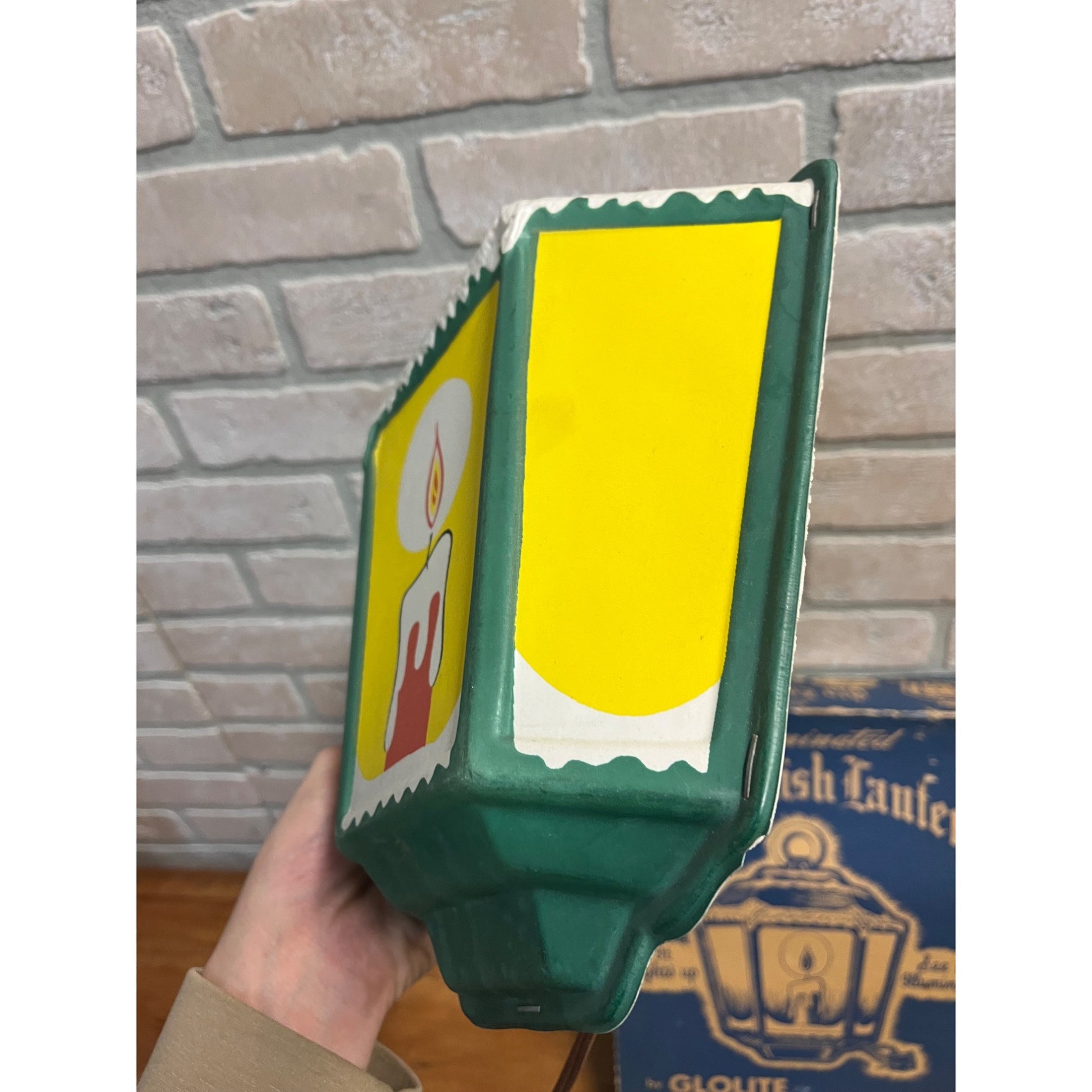 Vintage 1950s GloLite Old English Lantern Christmas Lighted Sign + Box - Works