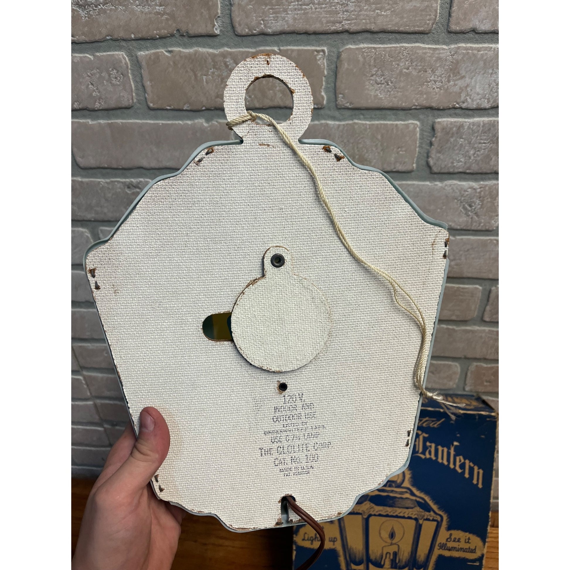 Vintage 1950s GloLite Old English Lantern Christmas Lighted Sign + Box - Works