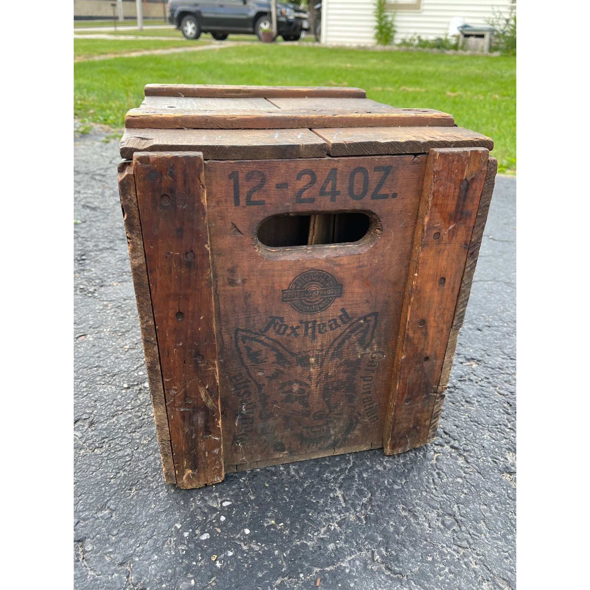 RARE Vintage Fox Head Beer Waukesha Weber Brewing Crate for Quart Bottles