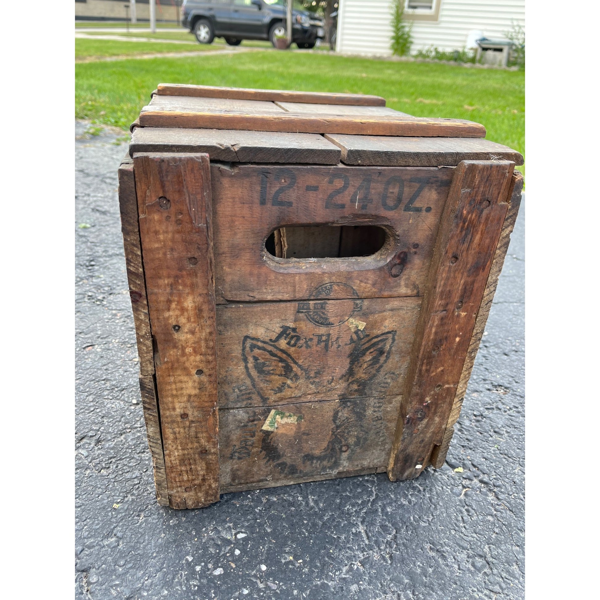 RARE Vintage Fox Head Beer Waukesha Weber Brewing Crate for Quart Bottles