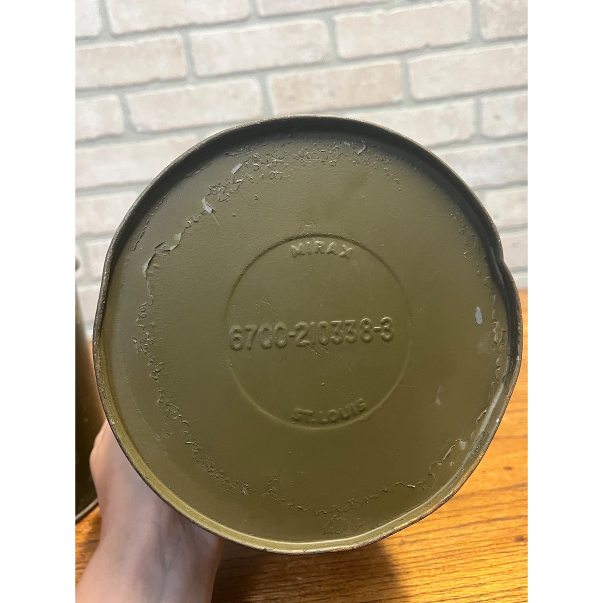 2 Vintage US Military MIRAX Reusable Steel Shipping Drums Containers OD Green