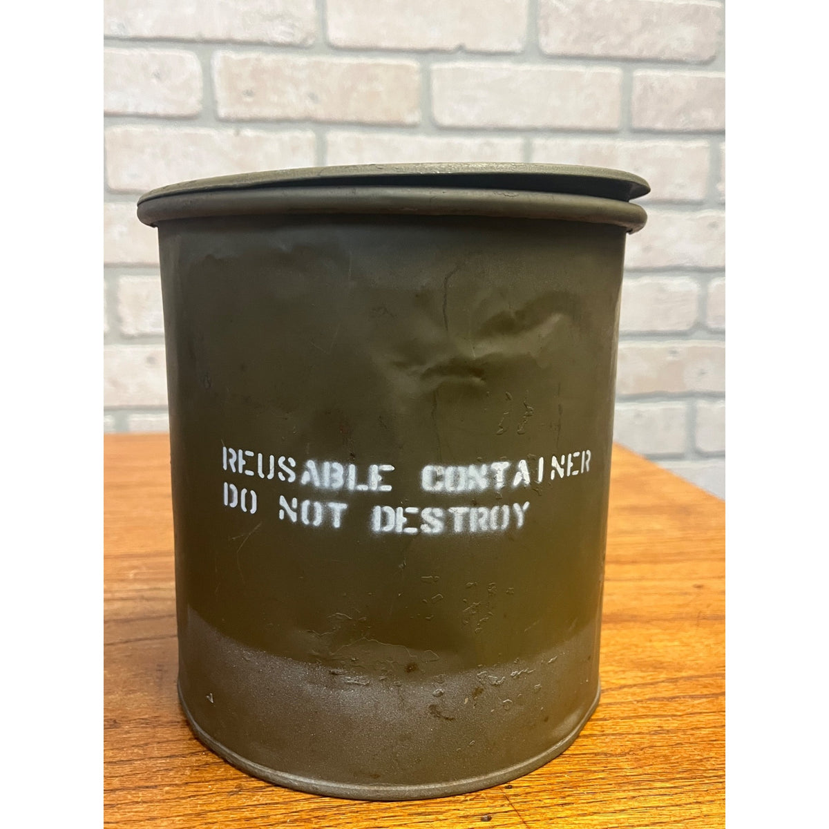 2 Vintage US Military MIRAX Reusable Steel Shipping Drums Containers OD Green