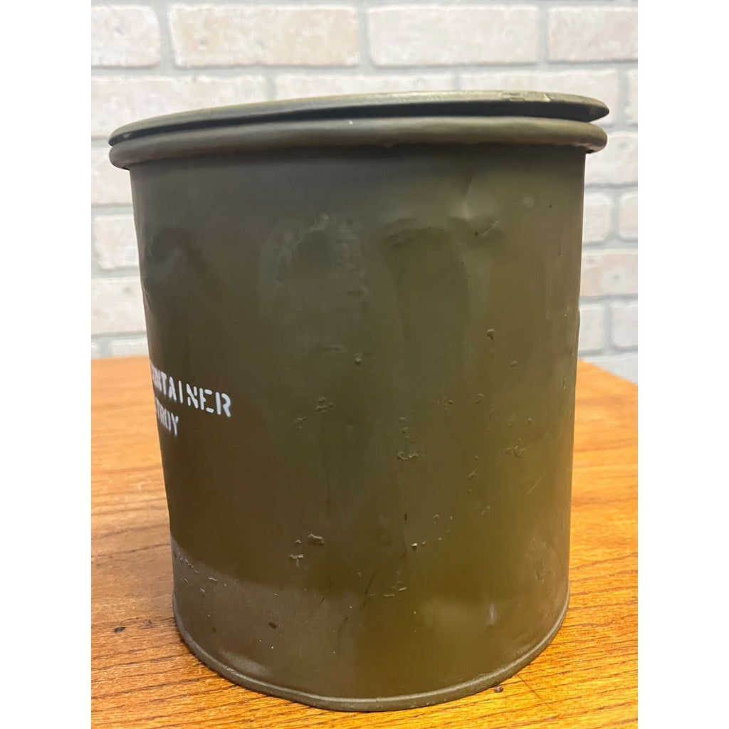 2 Vintage US Military MIRAX Reusable Steel Shipping Drums Containers OD Green