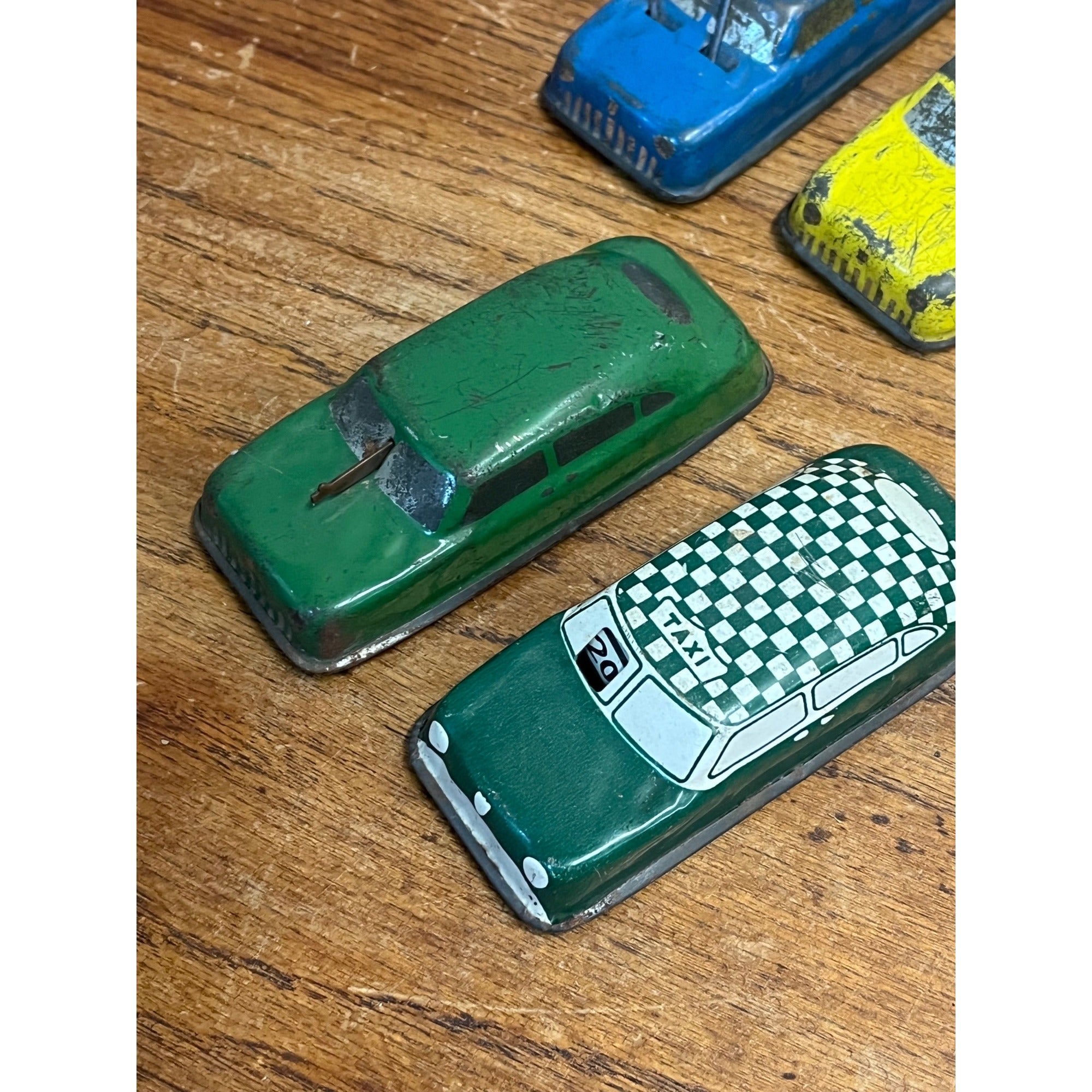 Vintage ARGO Cars Tin Litho Childs Toy Vehicles Taxi Cabs Police ++