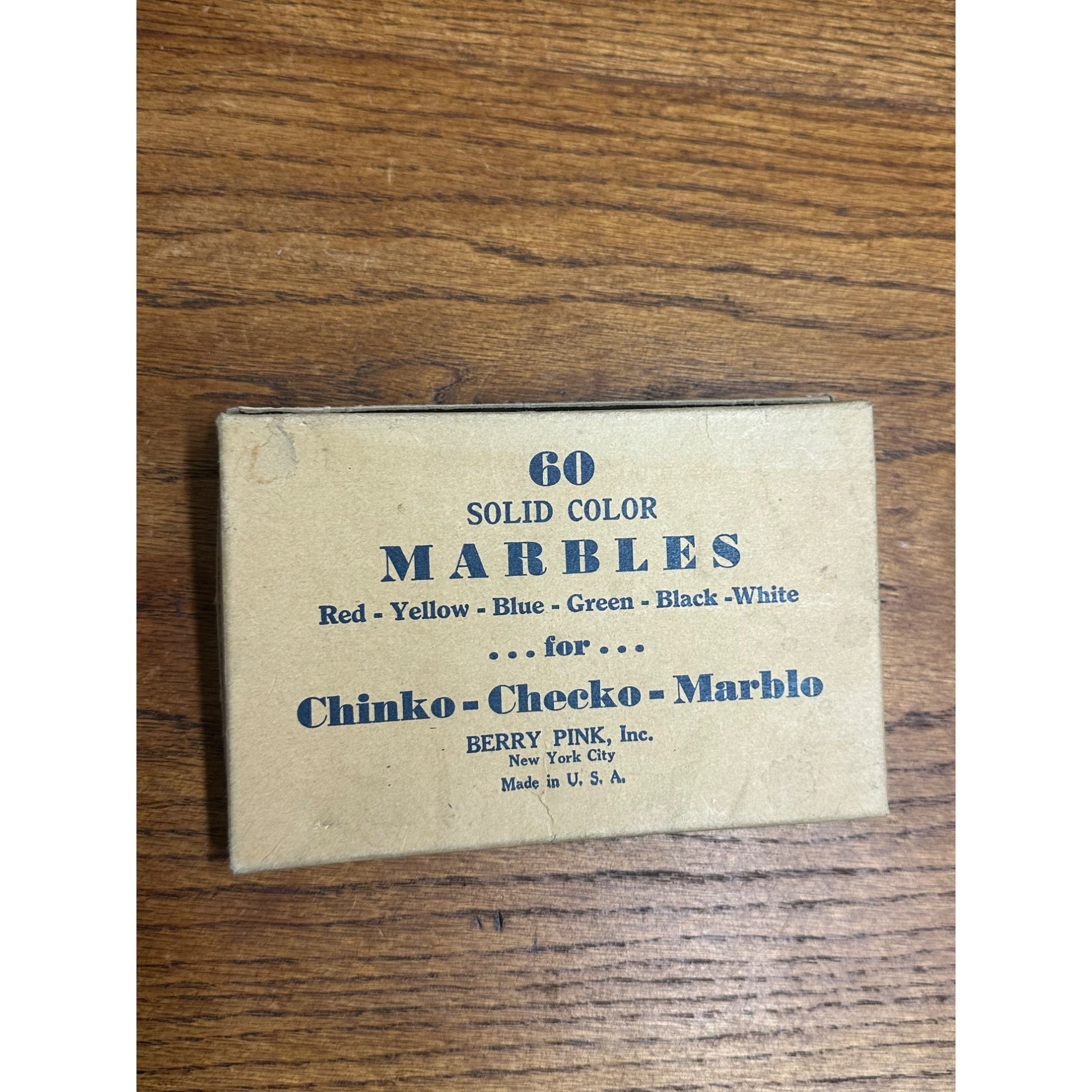 Vintage Berry Pink Inc Box of Chinko Checko Marblo 6 Colors of Marbles