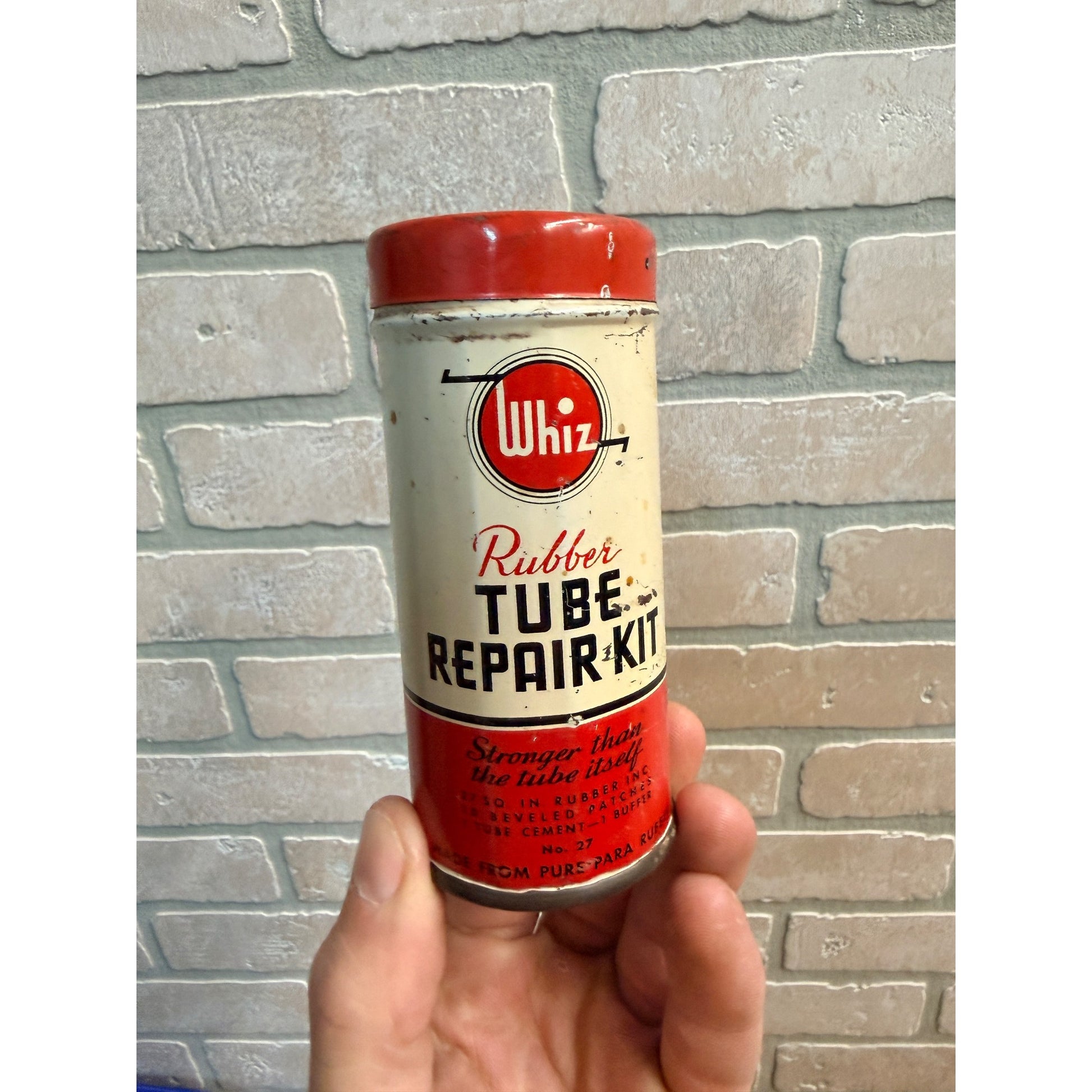 Vintage Whiz Rubber Tube Repair Patch Kit Advertising Tin Can Full