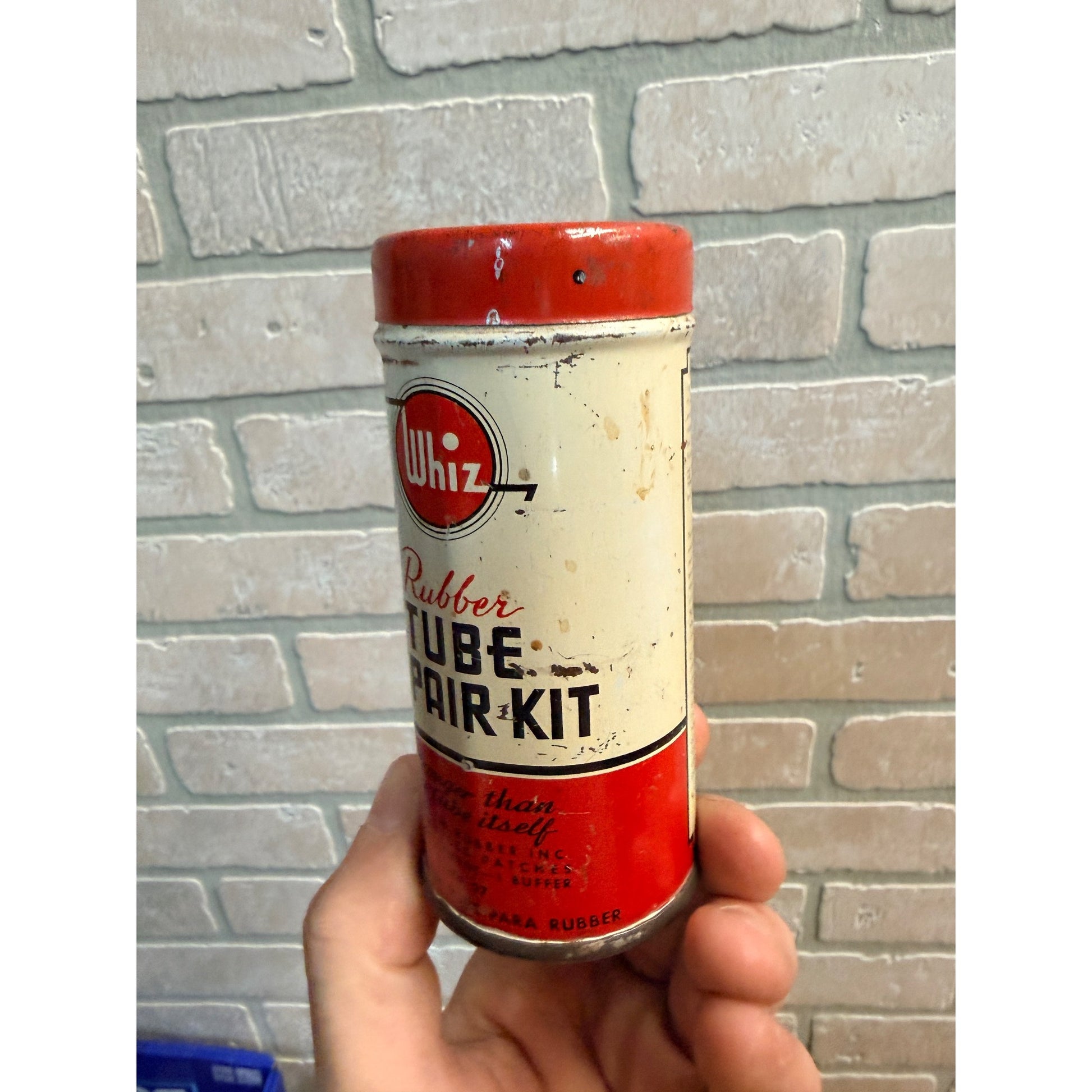 Vintage Whiz Rubber Tube Repair Patch Kit Advertising Tin Can Full