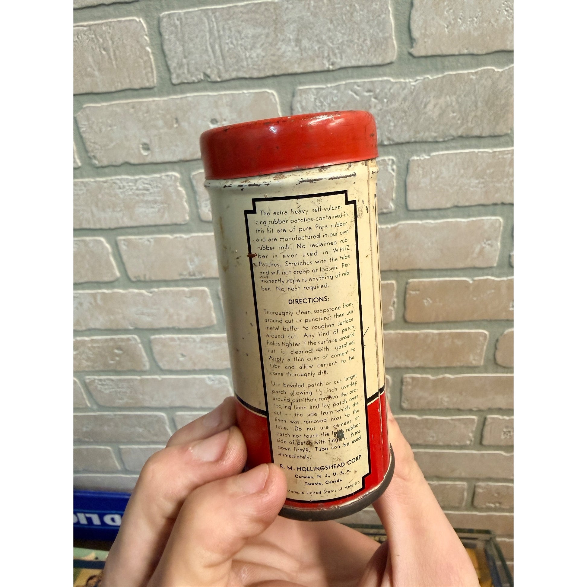 Vintage Whiz Rubber Tube Repair Patch Kit Advertising Tin Can Full