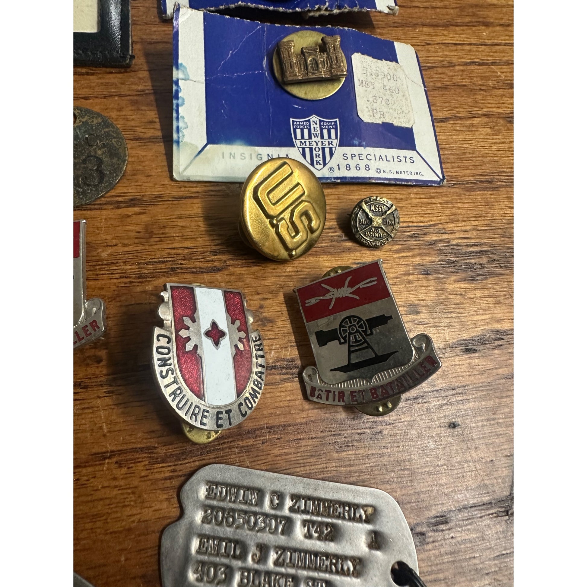 Original WWII Soldier Estate Lot Medals Crests Dog Tags 961st Engineer Battalion WW2
