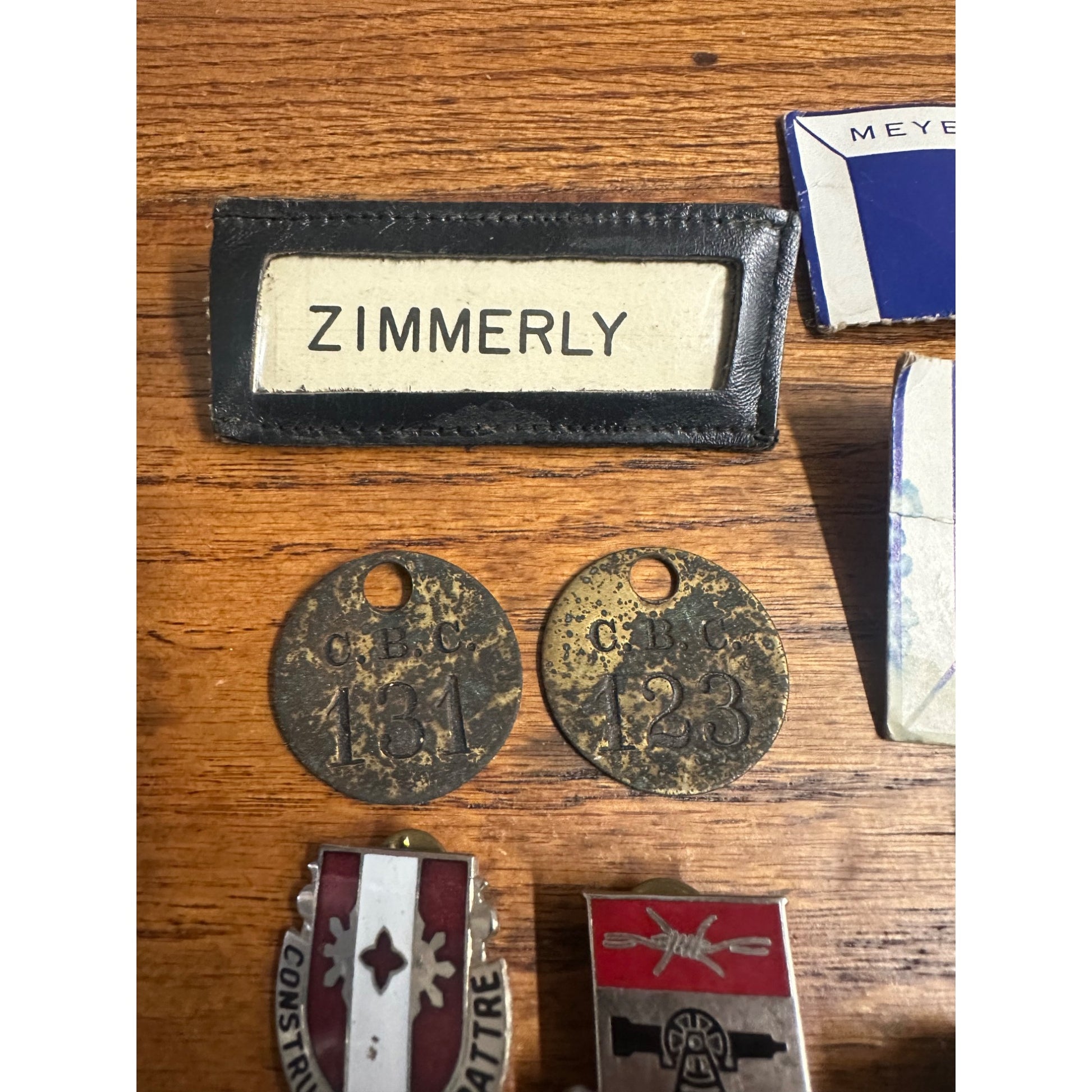 Original WWII Soldier Estate Lot Medals Crests Dog Tags 961st Engineer Battalion WW2