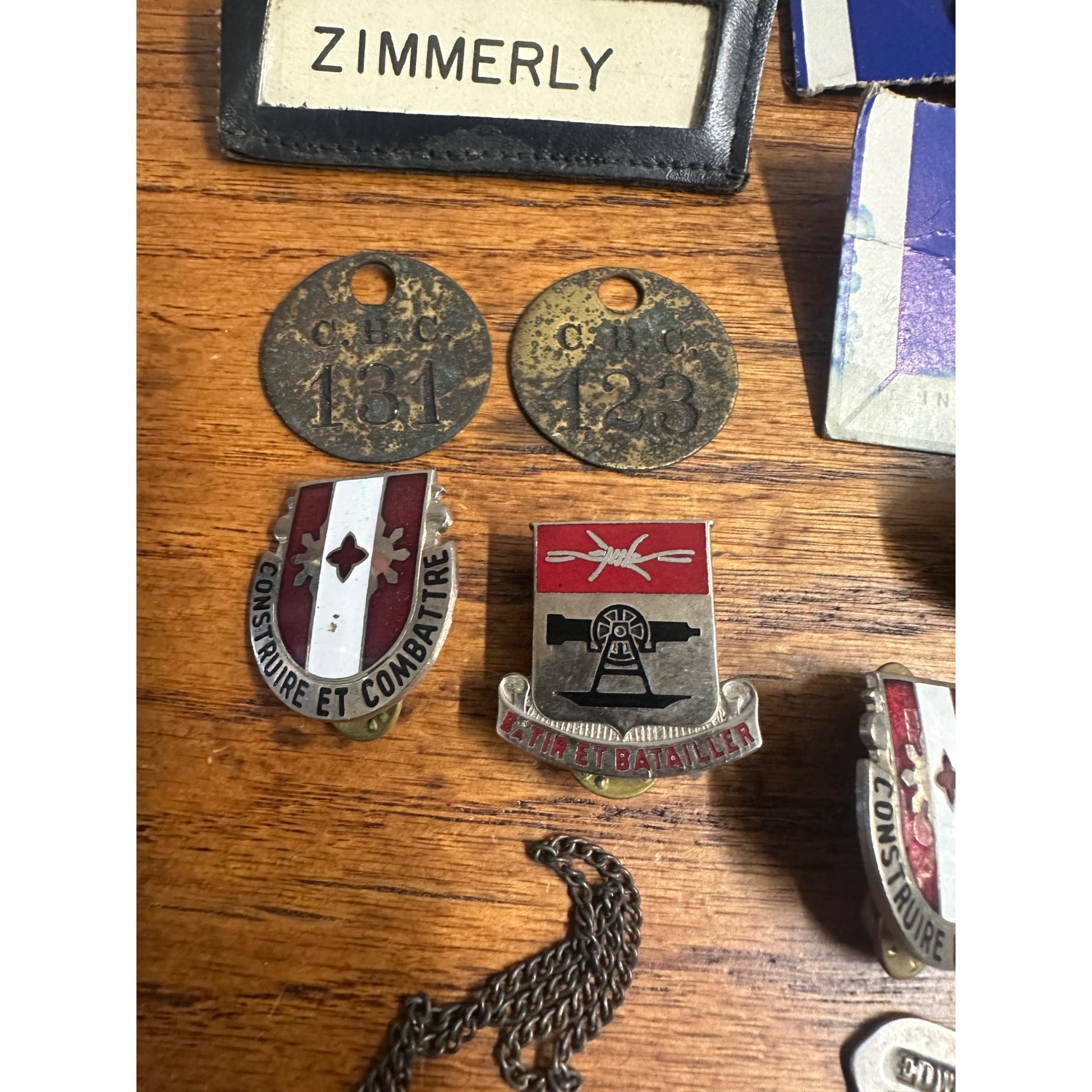 Original WWII Soldier Estate Lot Medals Crests Dog Tags 961st Engineer Battalion WW2