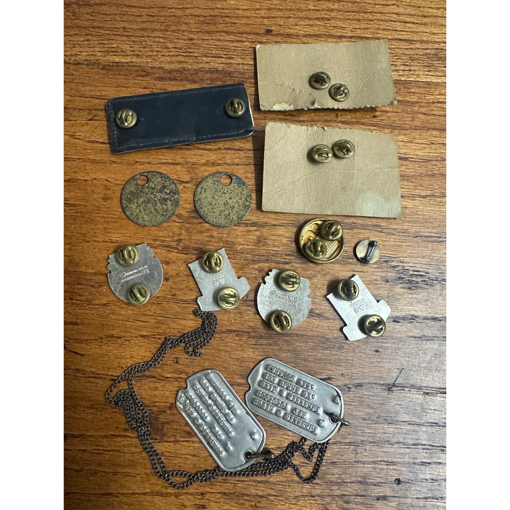 Original WWII Soldier Estate Lot Medals Crests Dog Tags 961st Engineer Battalion WW2