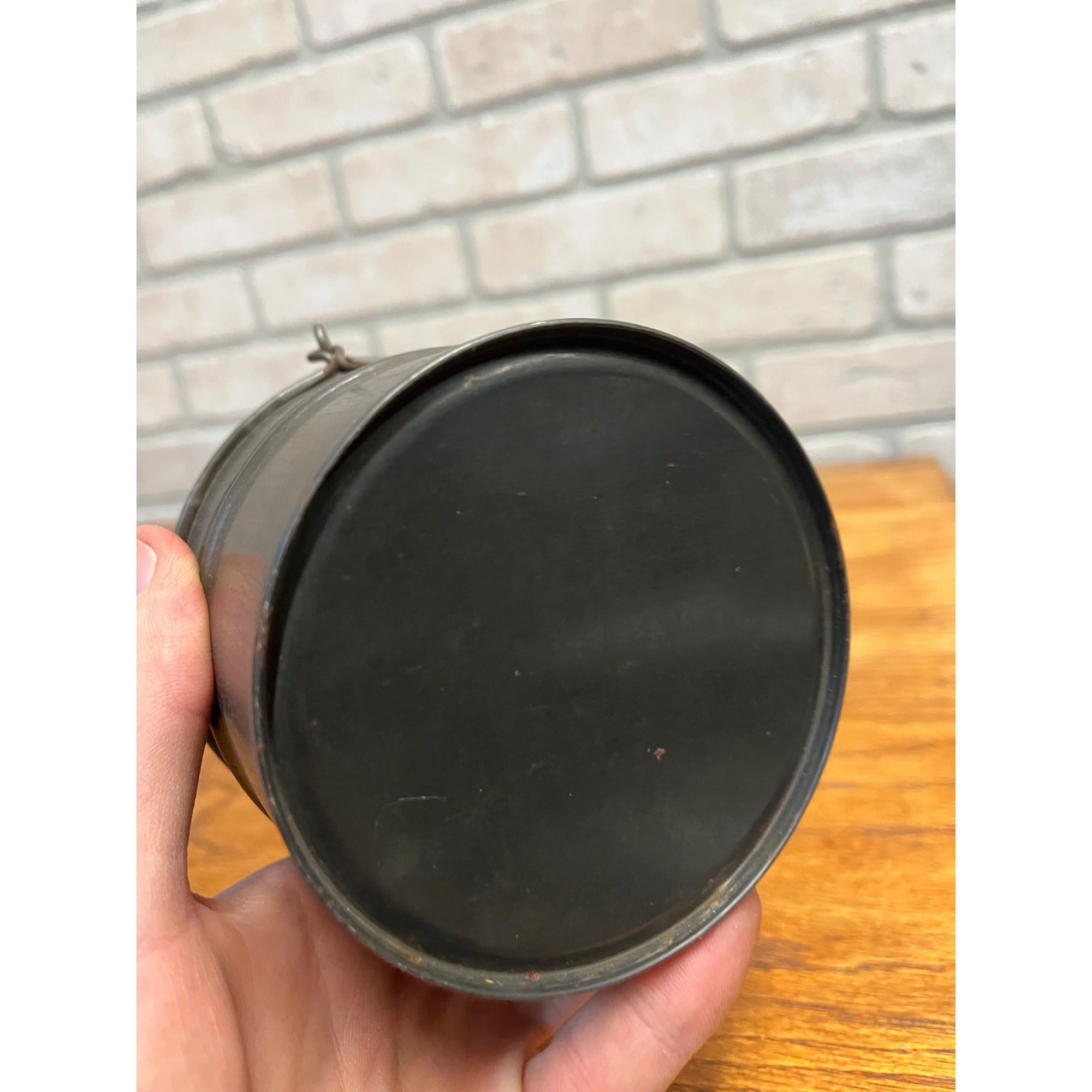 Antique Tin Berry Bucket Lunch Pail Lid Bail Handle Primitive Vintage Farmhouse