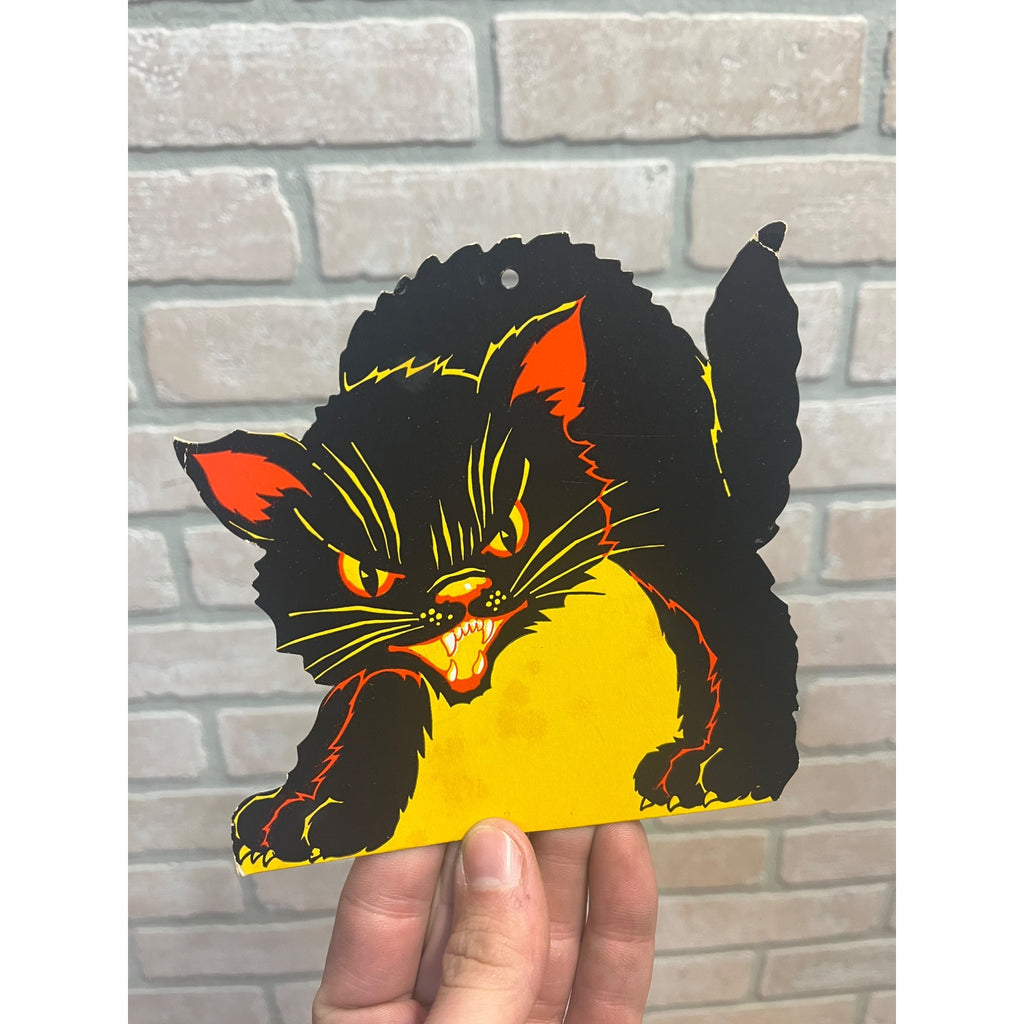 Vintage 1940s Halloween Diecut Scared Black Cat - Merri-Lei (USA)