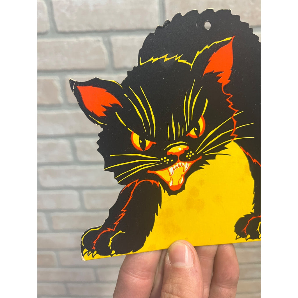 Vintage 1940s Halloween Diecut Scared Black Cat - Merri-Lei (USA)