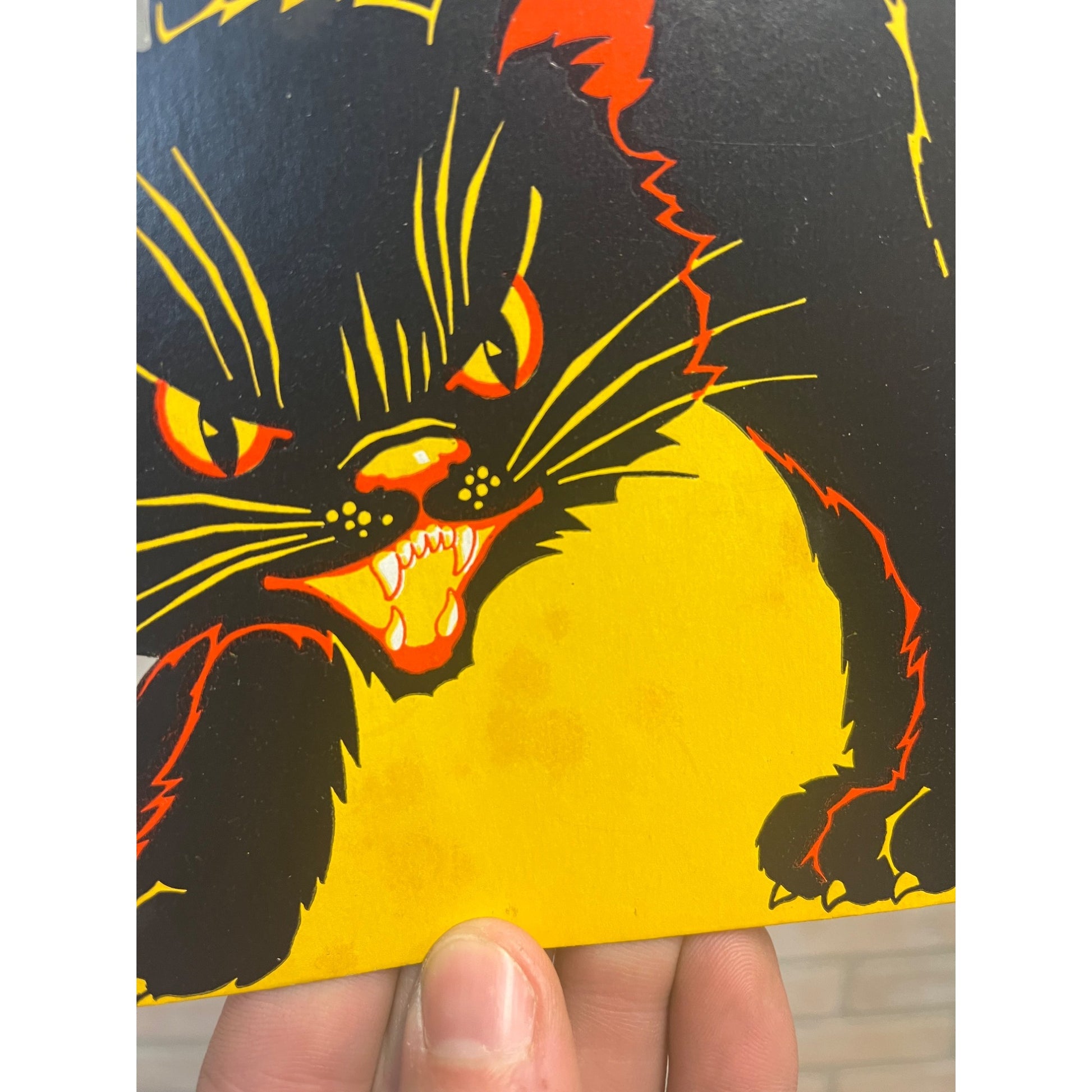 Vintage 1940s Halloween Diecut Scared Black Cat - Merri-Lei (USA)