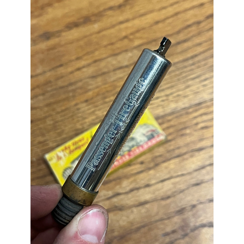 Vintage Schrader Passenger Tire Pressure Gauge Antique w/ Original Box