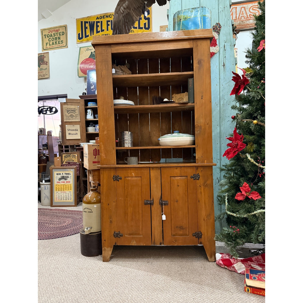 Antique Primitive 19th c. Pine Cupboard Pantry Shelf Farmhouse Country