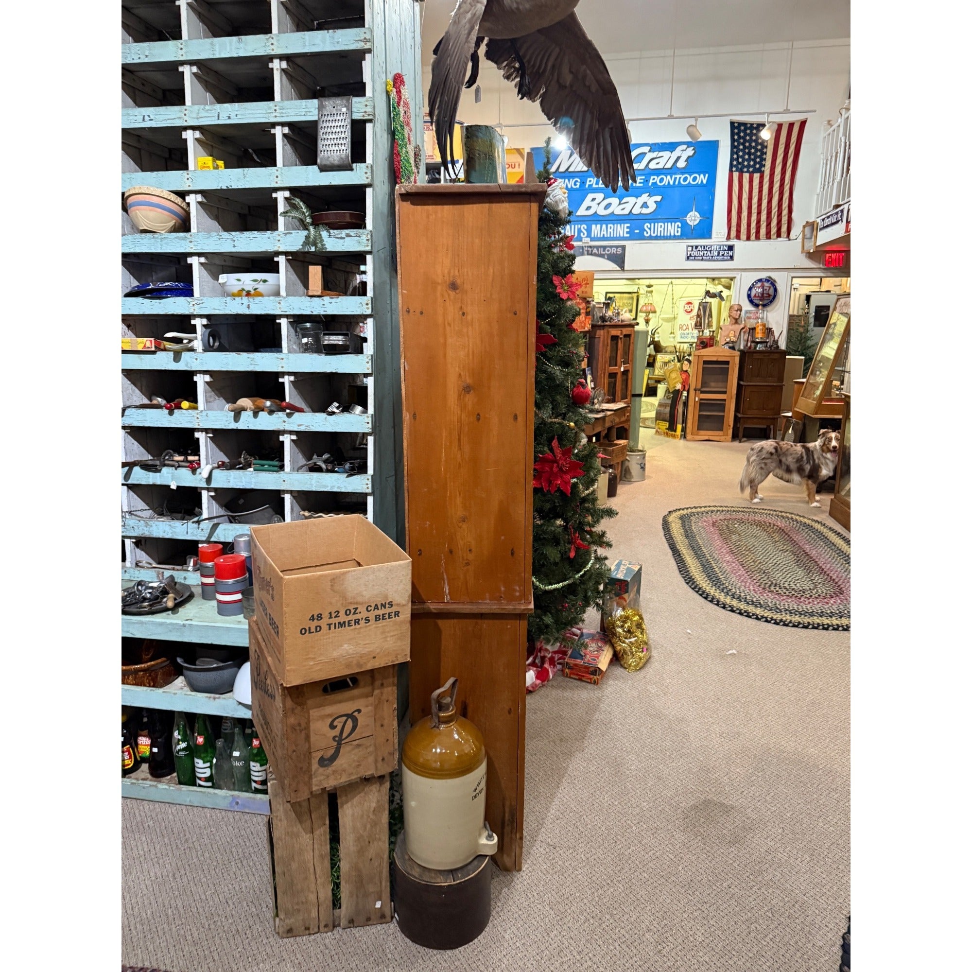 Antique Primitive 19th c. Pine Cupboard Pantry Shelf Farmhouse Country