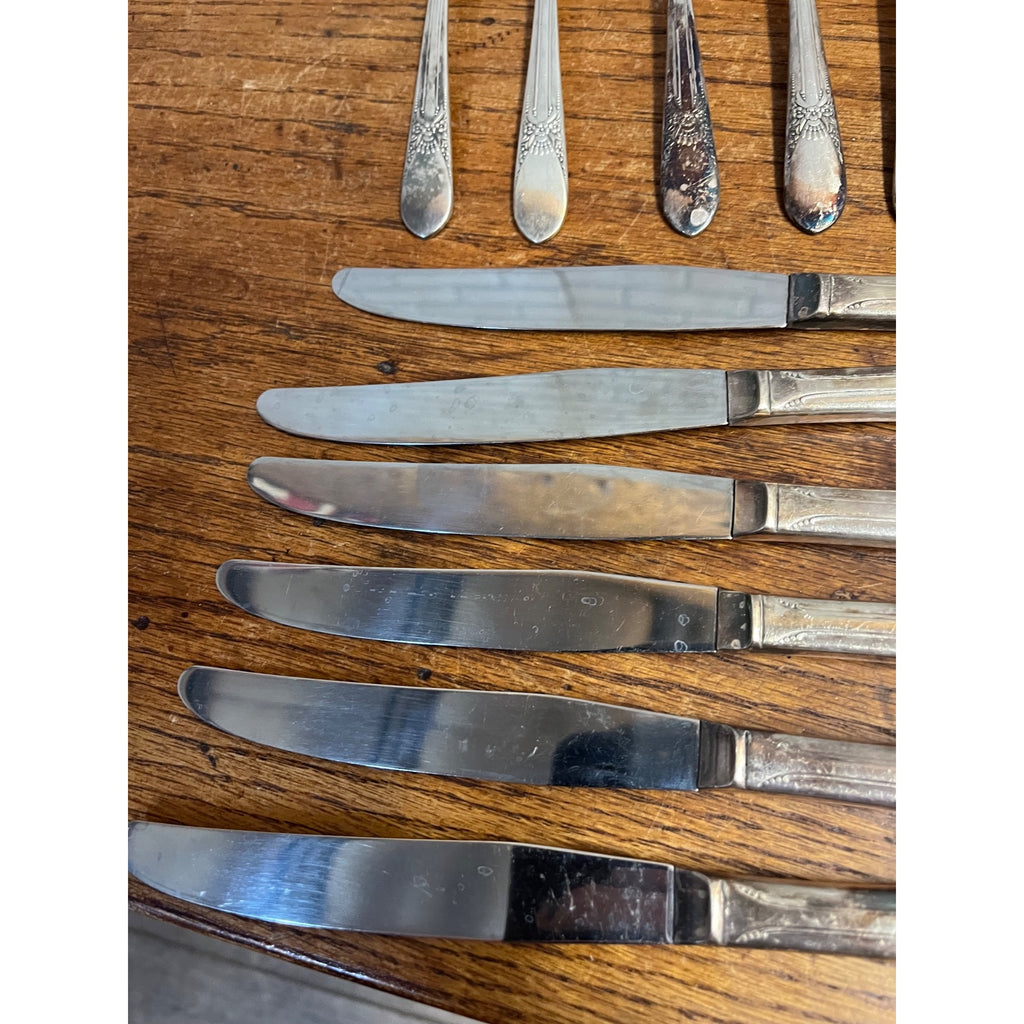 Vintage WM Rogers Stainless Silverplate Flatware "Beloved" 47pc Set Silverware