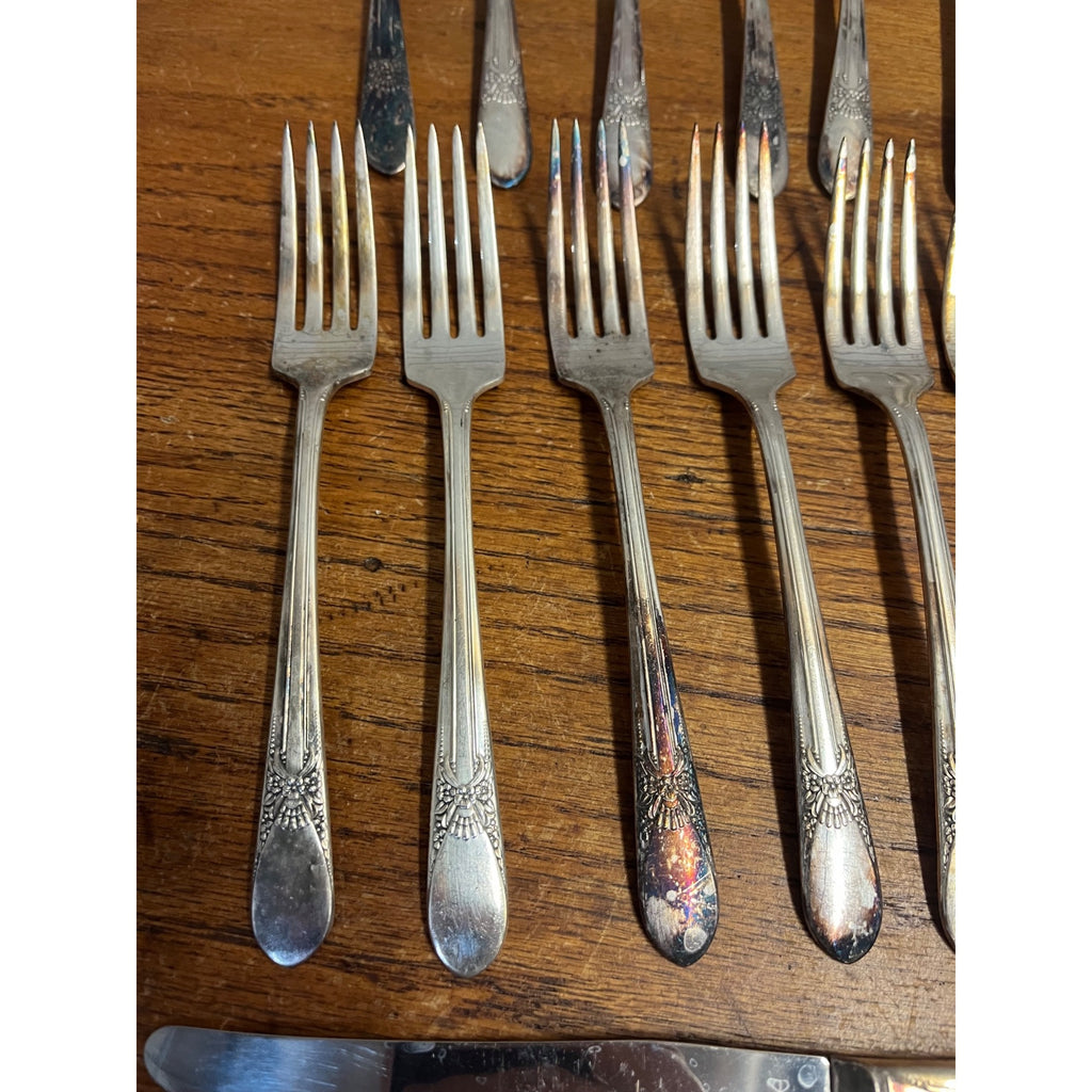 Vintage WM Rogers Stainless Silverplate Flatware "Beloved" 47pc Set Silverware