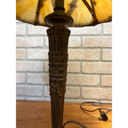 Vintage 1920s Art Nouveau Slag Glass Table Lamp Ornate Floral Pittsburgh Style