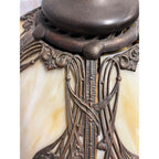 Vintage 1920s Art Nouveau Slag Glass Table Lamp Ornate Floral Pittsburgh Style