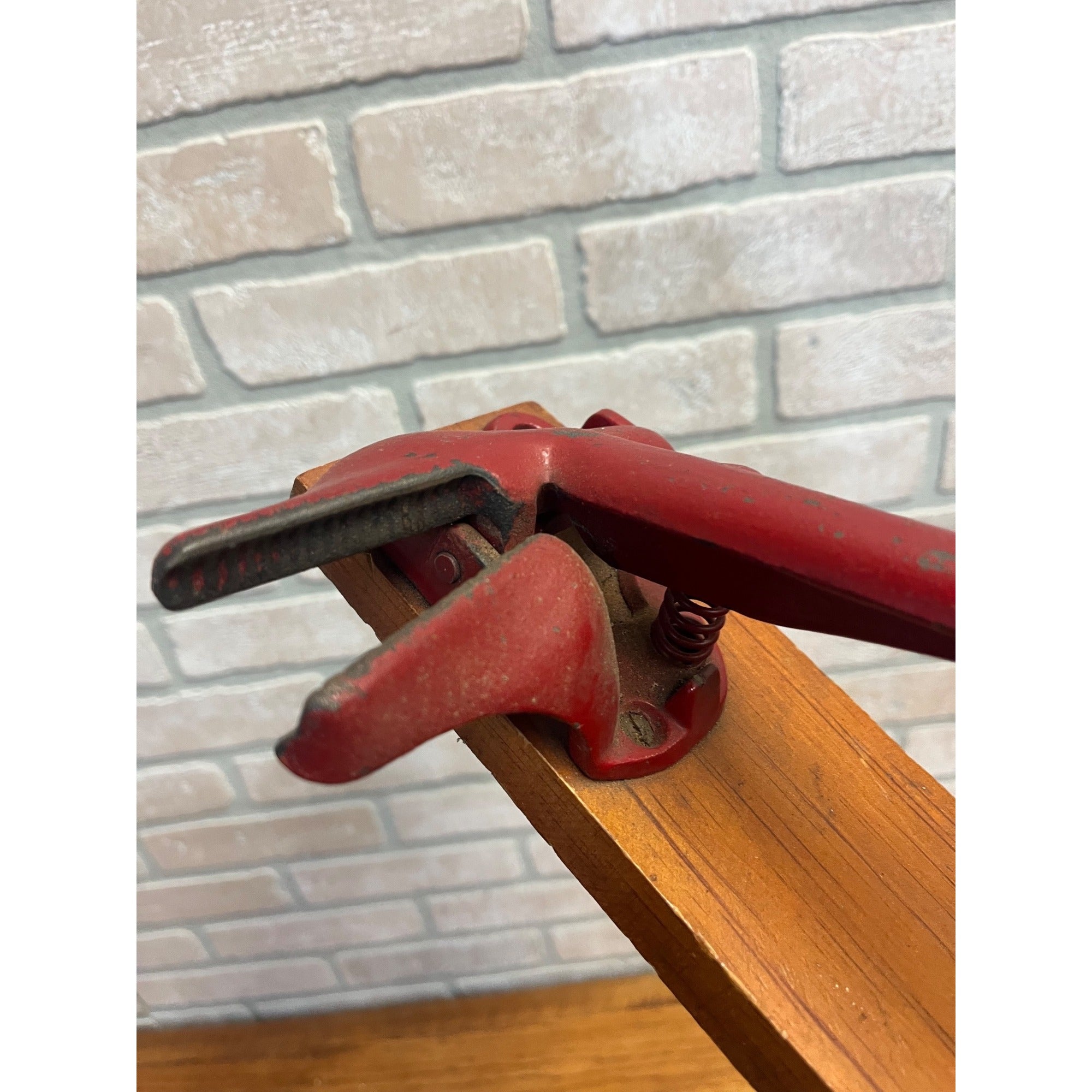 Vintage Cast Iron Wall Mount Nut Cracker or Cork Press Tool Antique Red