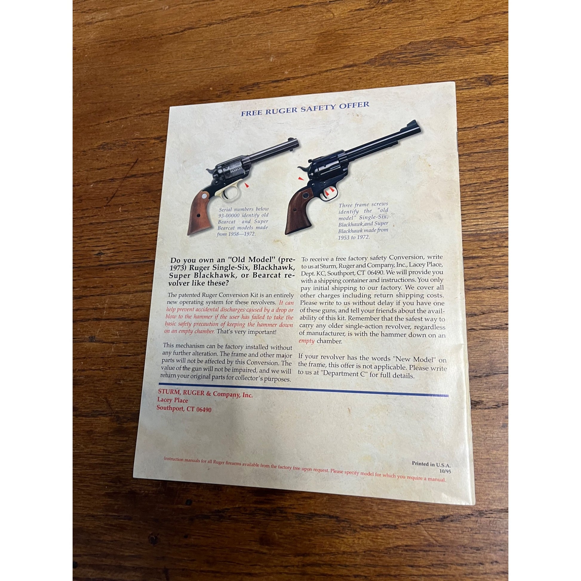 1996 Ruger Sporting Firearms Catalog Advertisement Magazine Pistol Rifle Shotgun