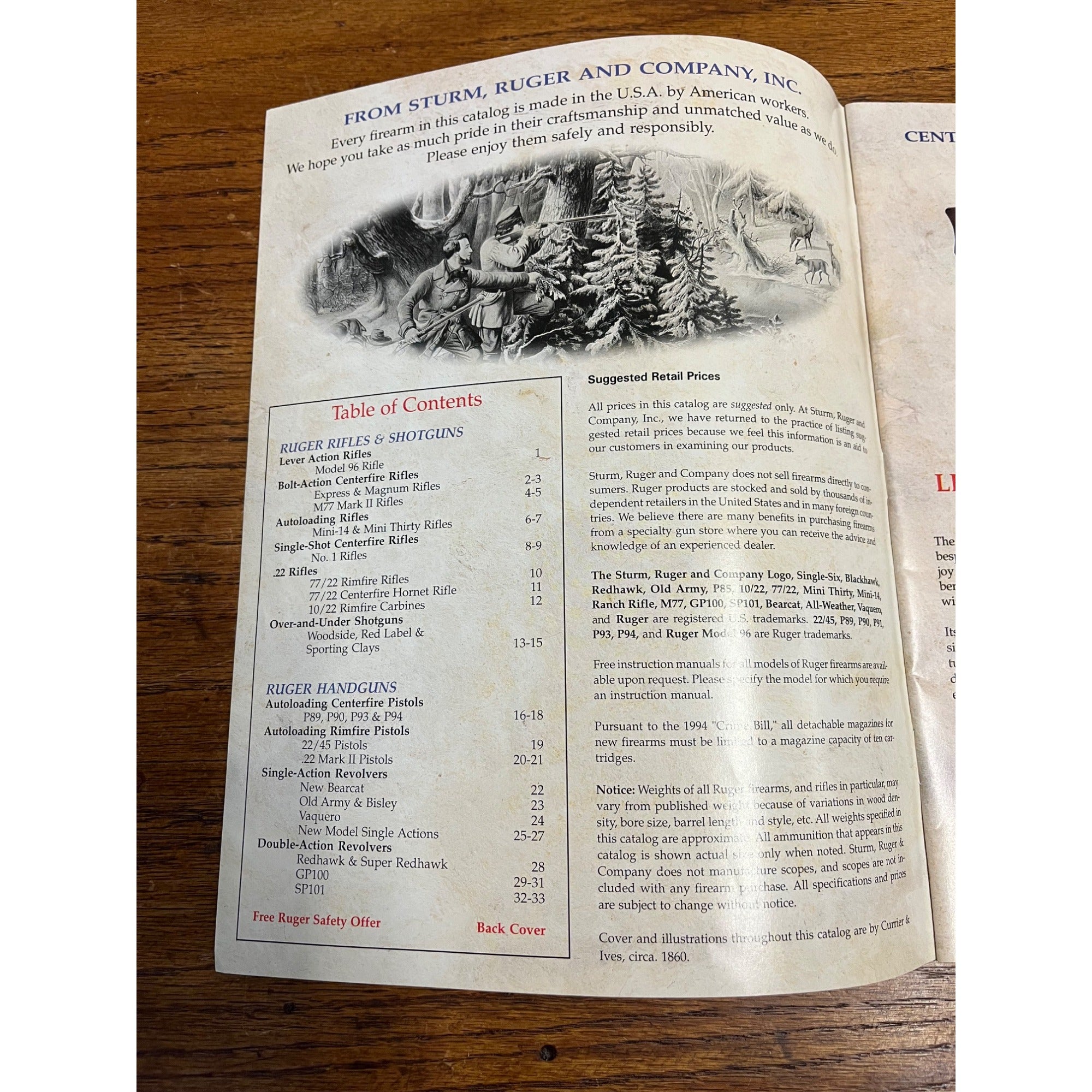 1996 Ruger Sporting Firearms Catalog Advertisement Magazine Pistol Rifle Shotgun