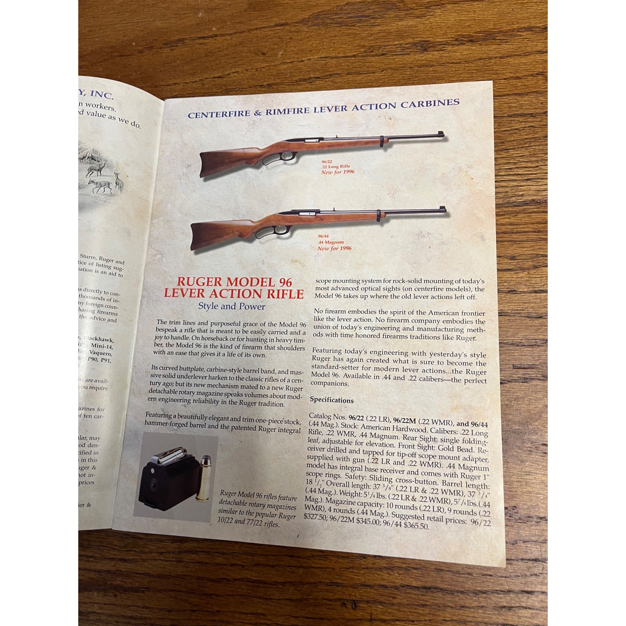 1996 Ruger Sporting Firearms Catalog Advertisement Magazine Pistol Rifle Shotgun