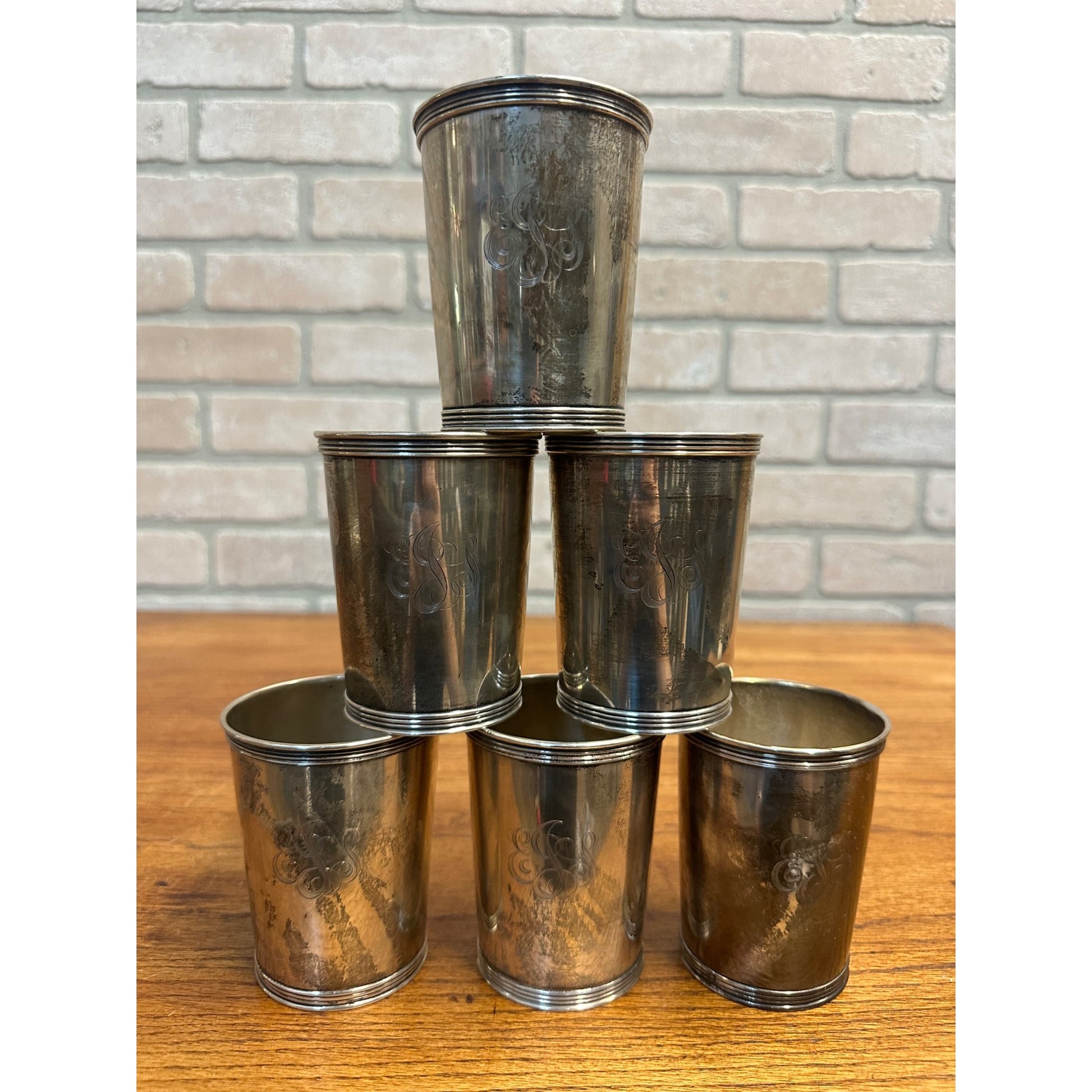 Set (6) Sterling Silver Mint Julep Cups by Manchester Mono -  756.93g Scrap