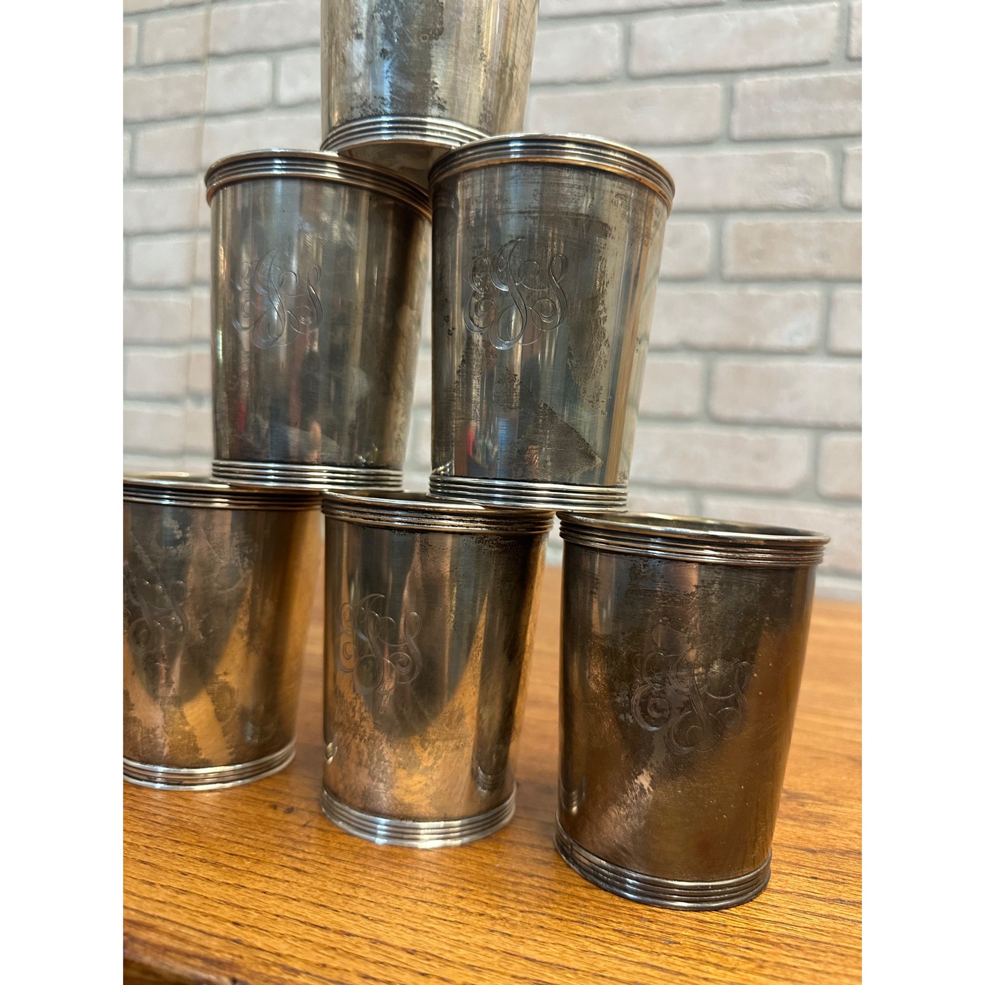 Set (6) Sterling Silver Mint Julep Cups by Manchester Mono -  756.93g Scrap