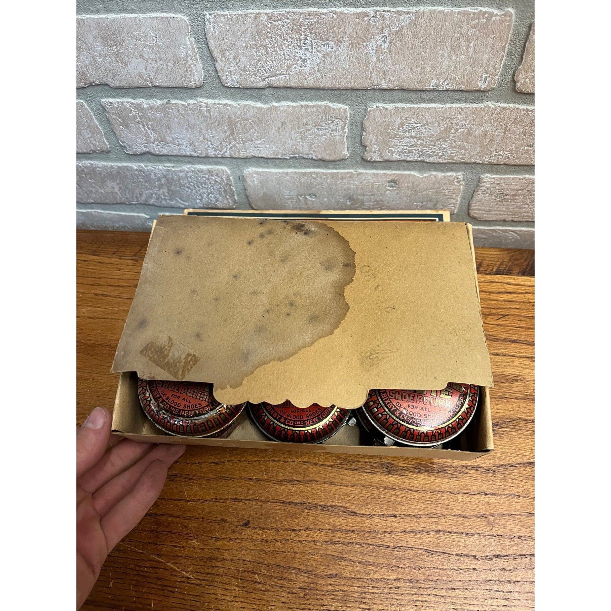 Vintage Bixby’s Jet-Oil Paste Shoe Polish Tins Store Display Advertising Box