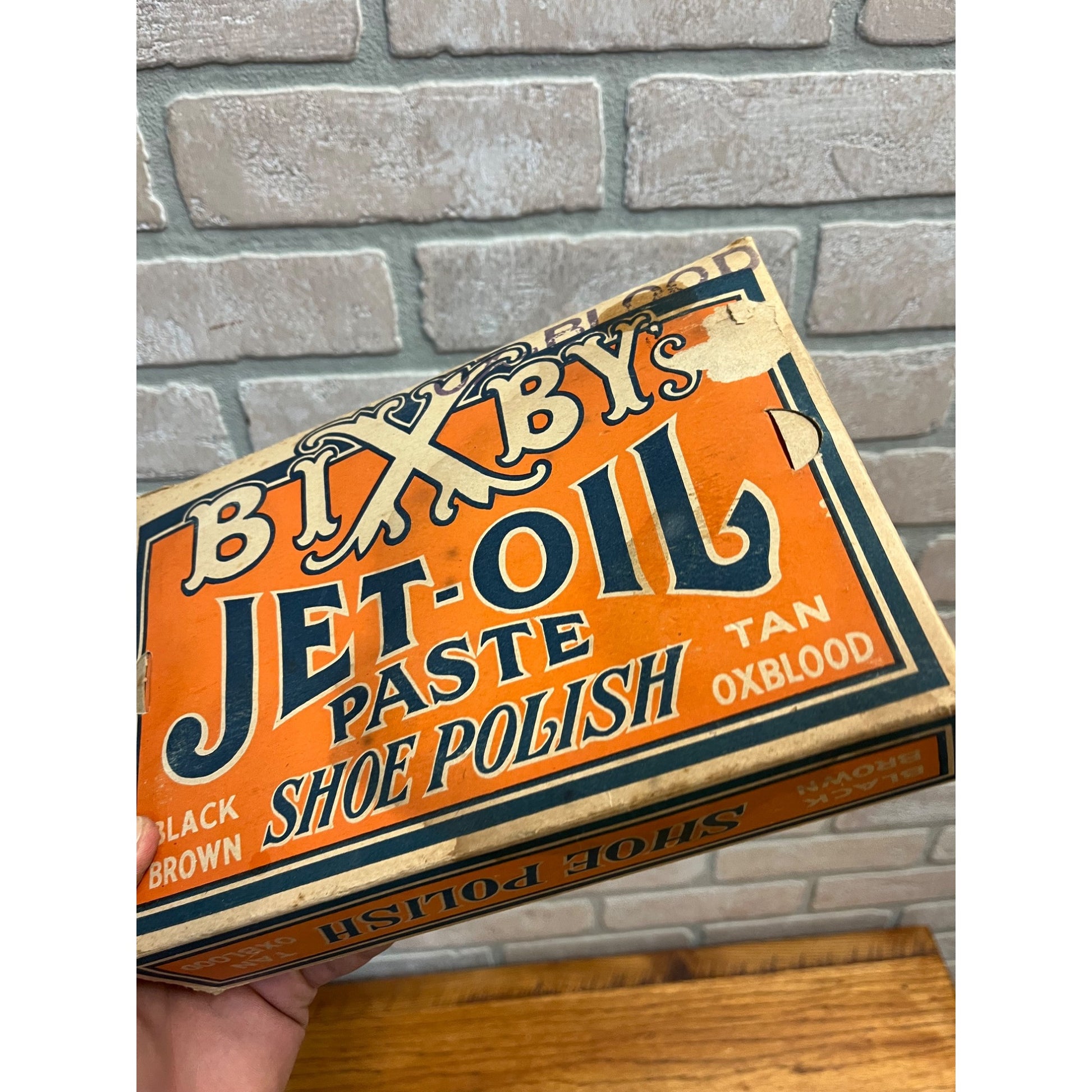 Vintage Bixby’s Jet-Oil Paste Shoe Polish Tins Store Display Advertising Box