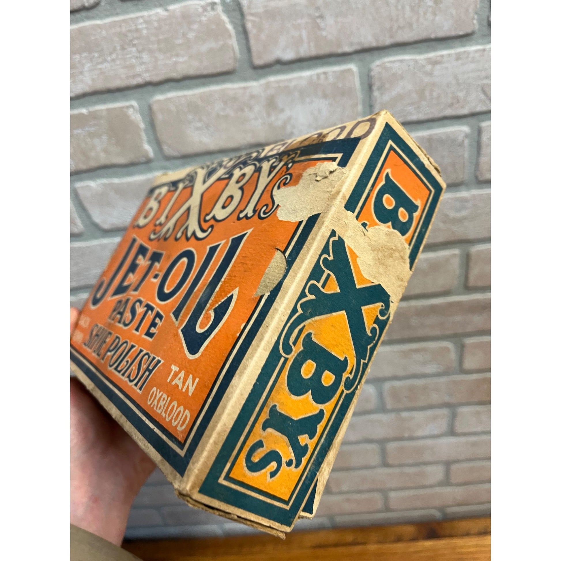 Vintage Bixby’s Jet-Oil Paste Shoe Polish Tins Store Display Advertising Box